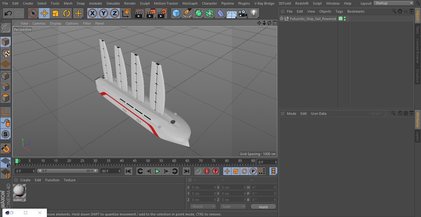 3D Futuristic Ship Sail Powered model