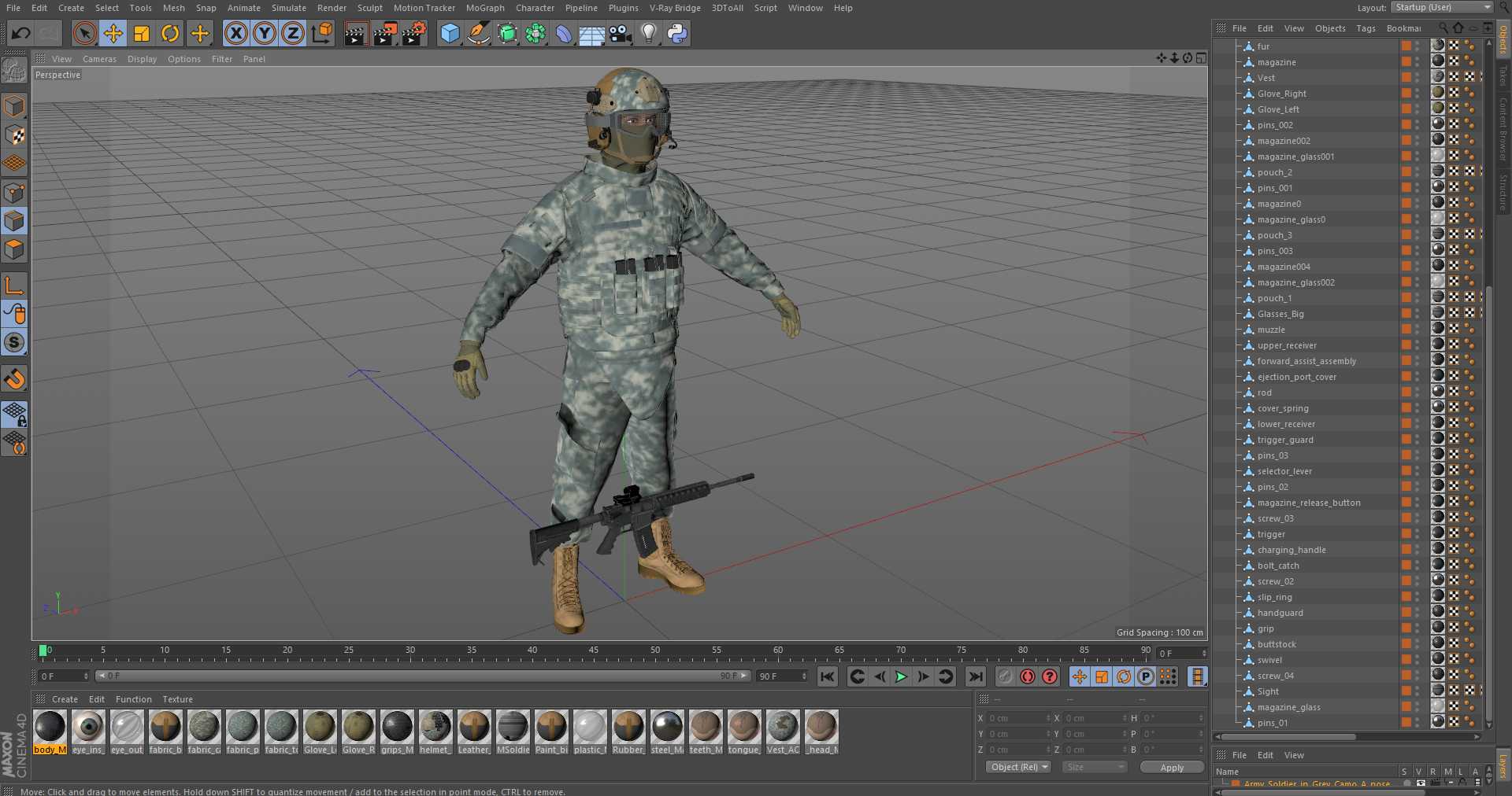 Army Soldier in Grey Camo A-pose 3D