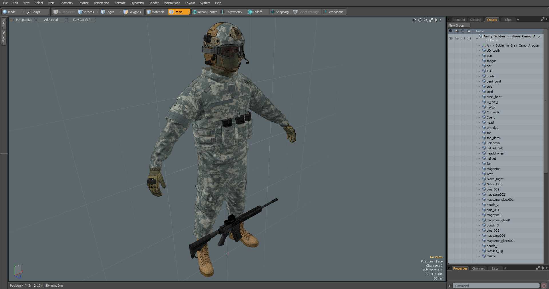 Army Soldier in Grey Camo A-pose 3D