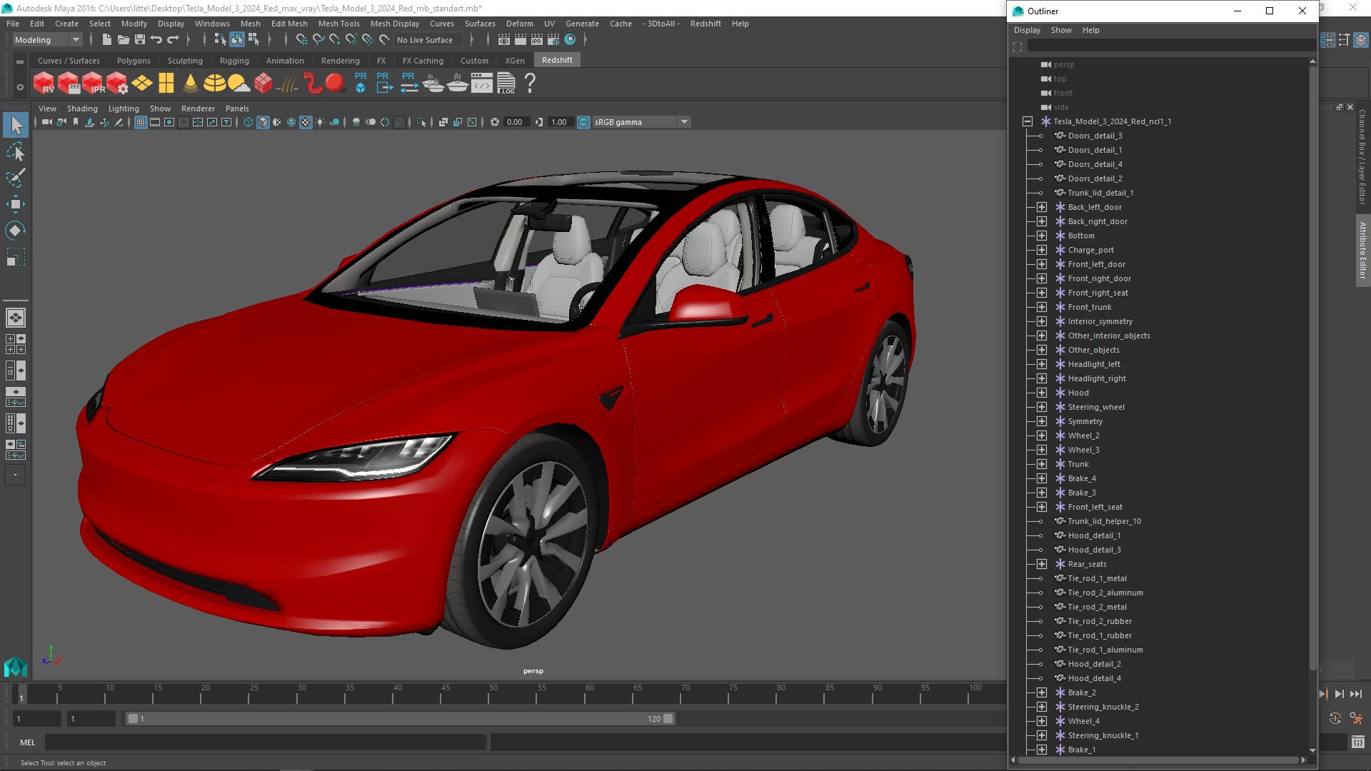 Tesla Model 3 2024 Red 3D