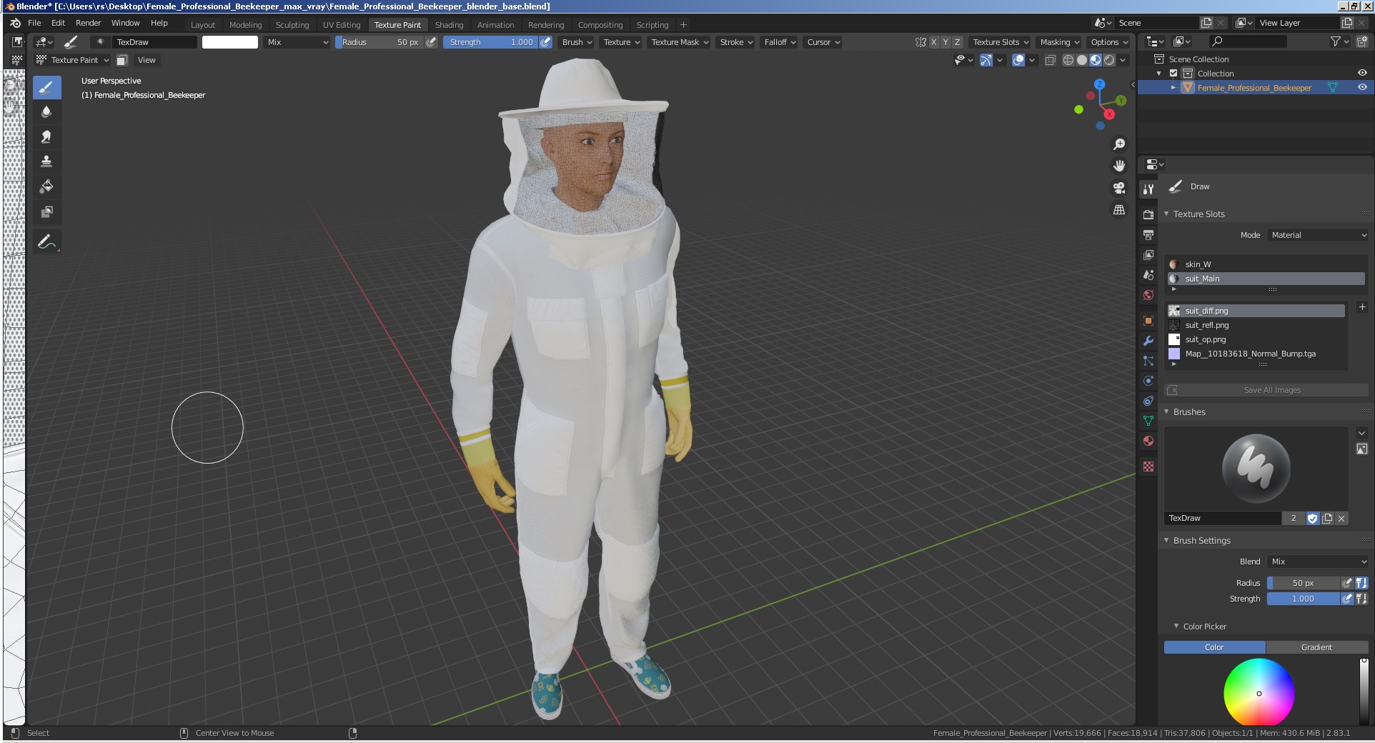 Female Professional Beekeeper 3D model