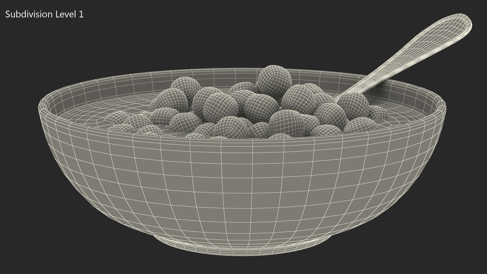 Colorful Cereal Balls in Bowl with Milk 3D model