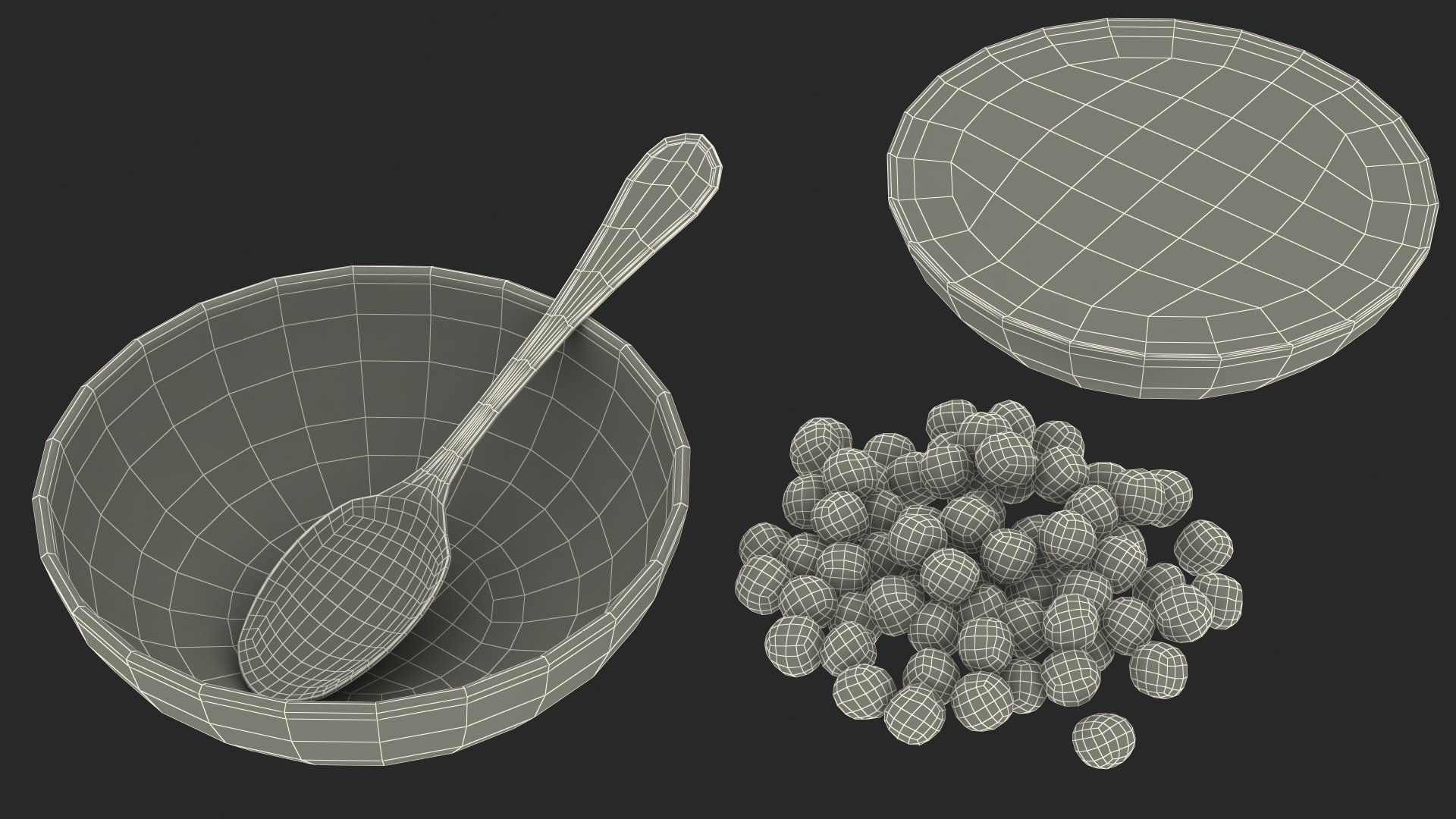 Colorful Cereal Balls in Bowl with Milk 3D model