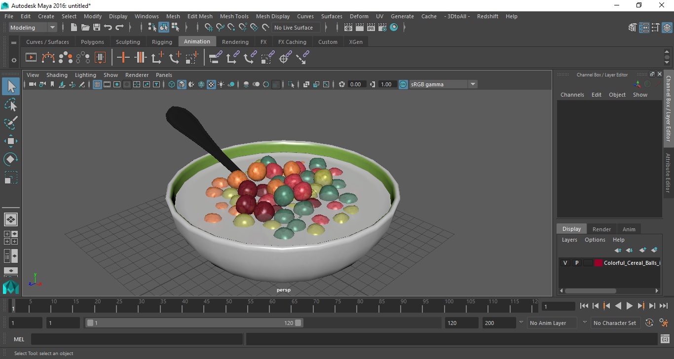 Colorful Cereal Balls in Bowl with Milk 3D model