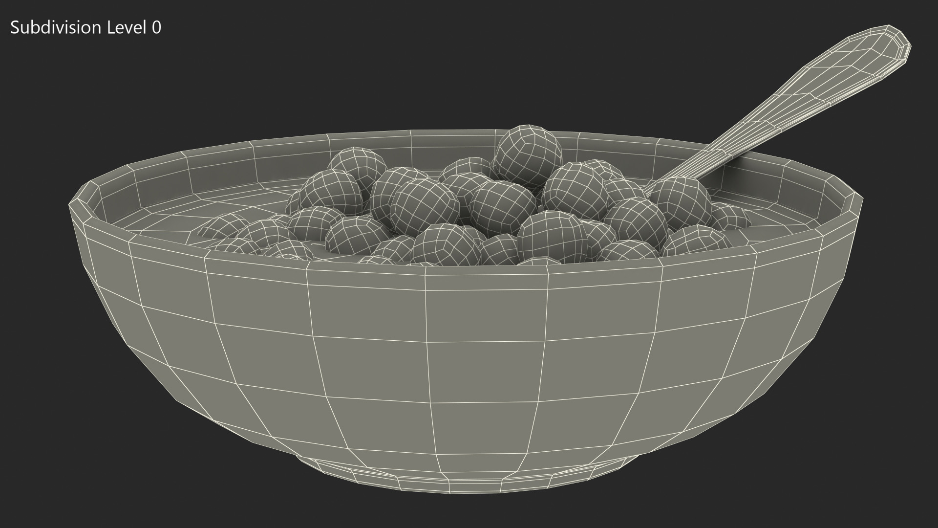 Colorful Cereal Balls in Bowl with Milk 3D model