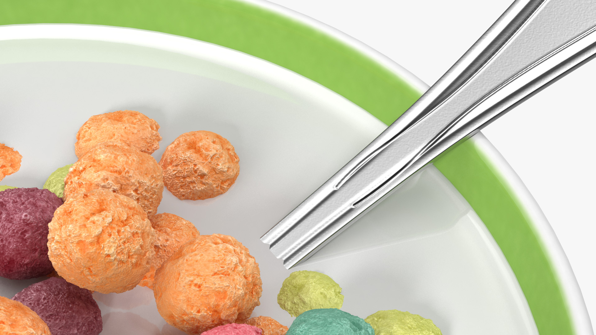 Colorful Cereal Balls in Bowl with Milk 3D model