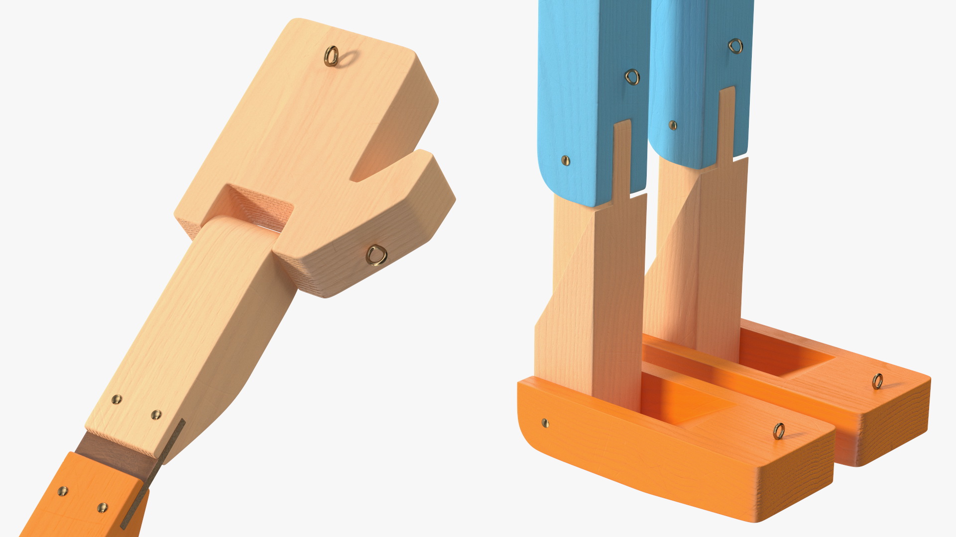 3D T-Pose Colored Wooden Character