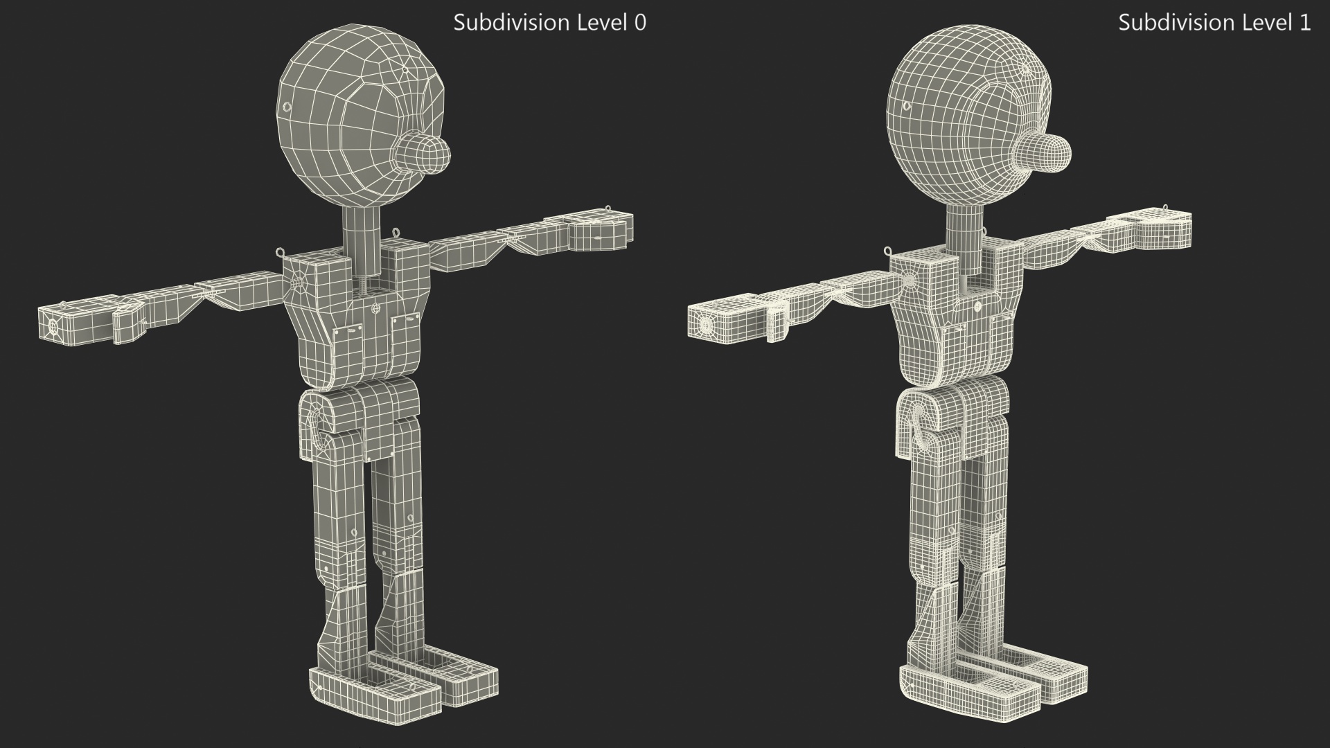 3D T-Pose Colored Wooden Character