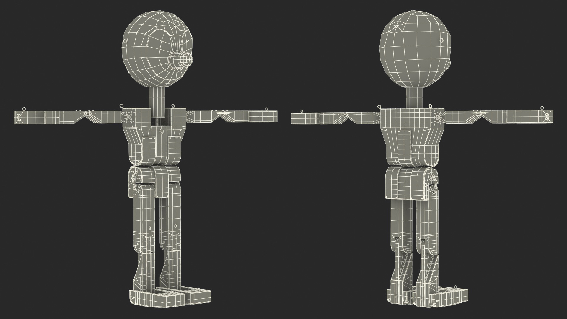3D T-Pose Colored Wooden Character