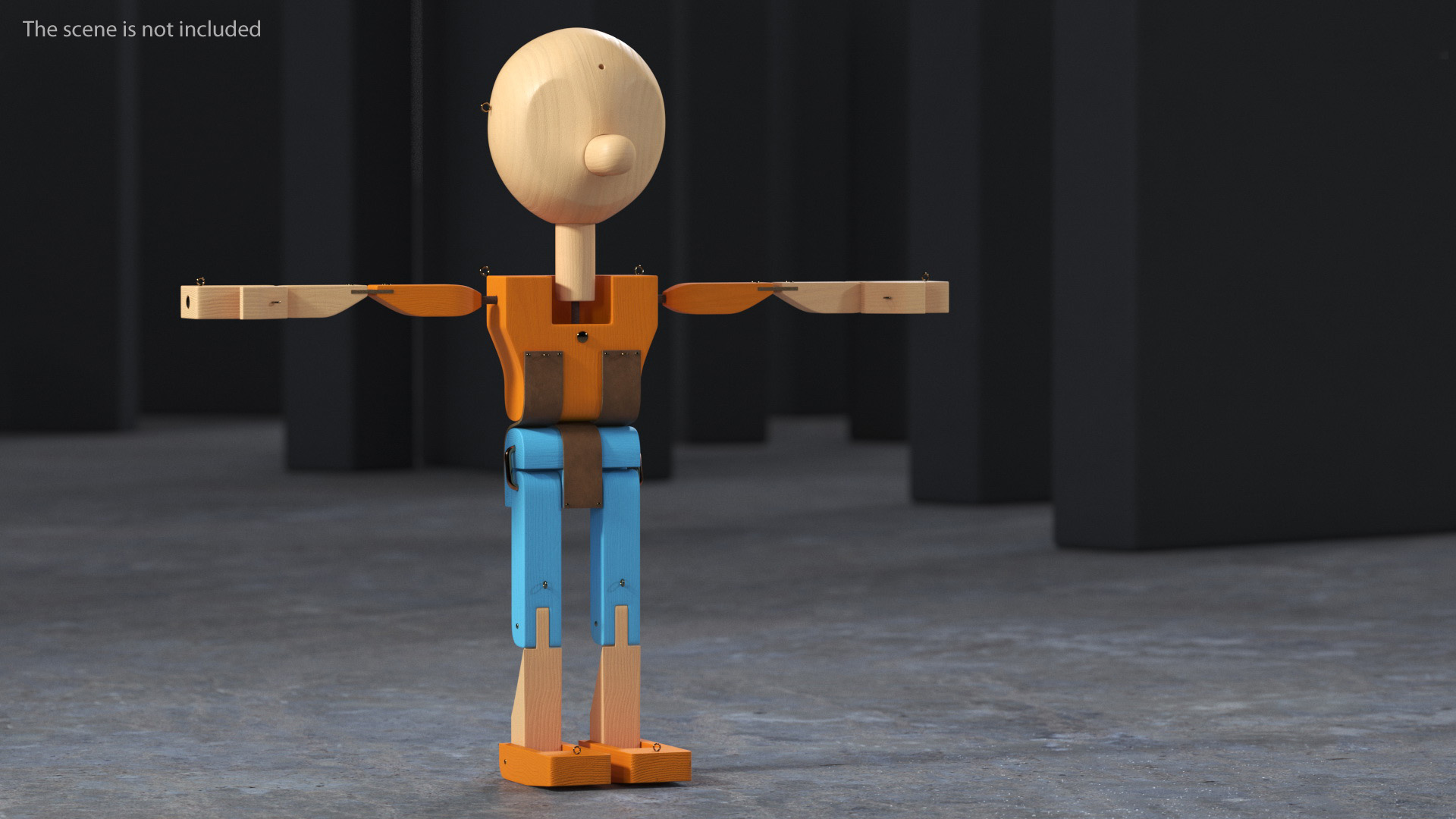 3D T-Pose Colored Wooden Character