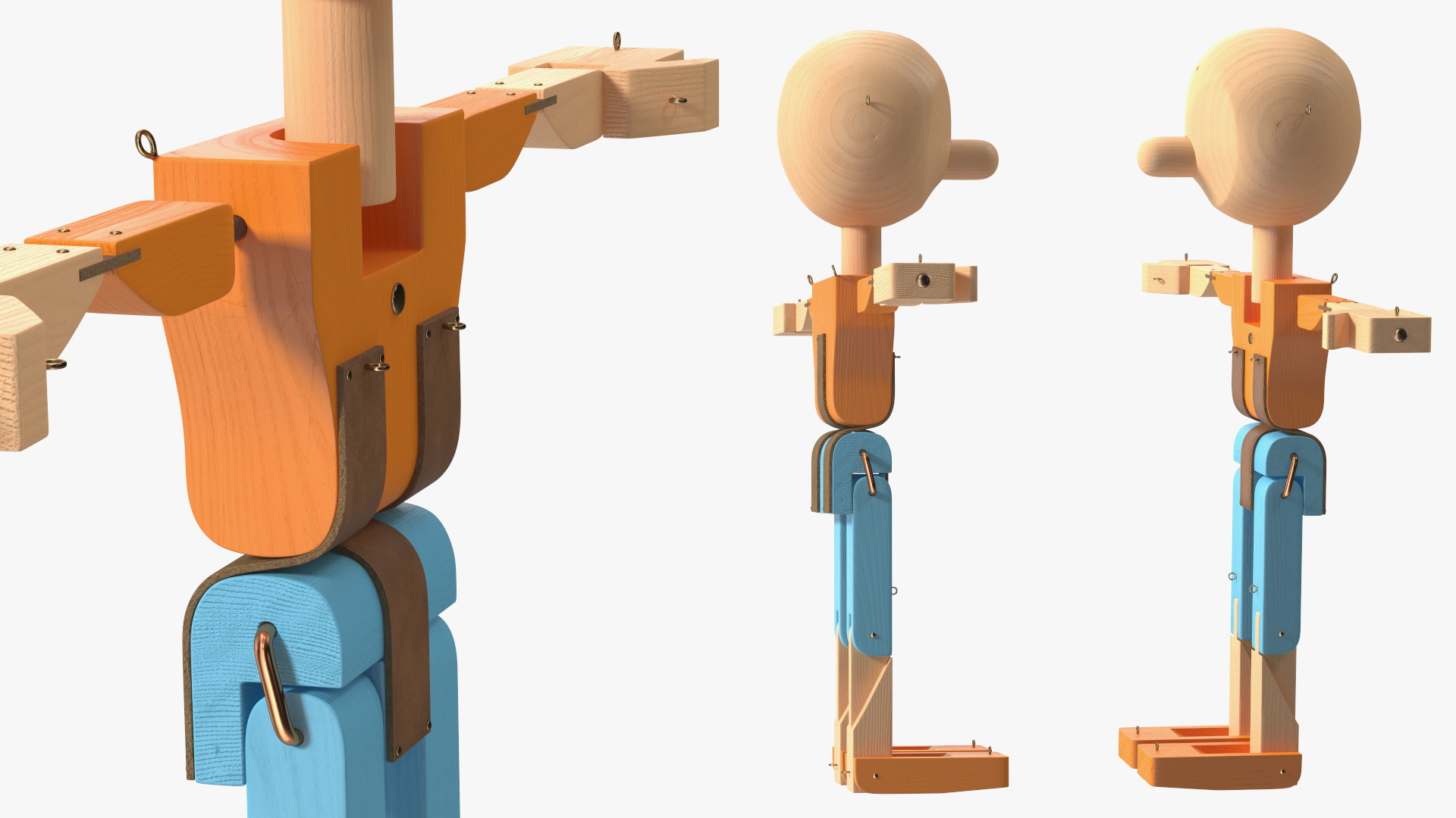 3D T-Pose Colored Wooden Character