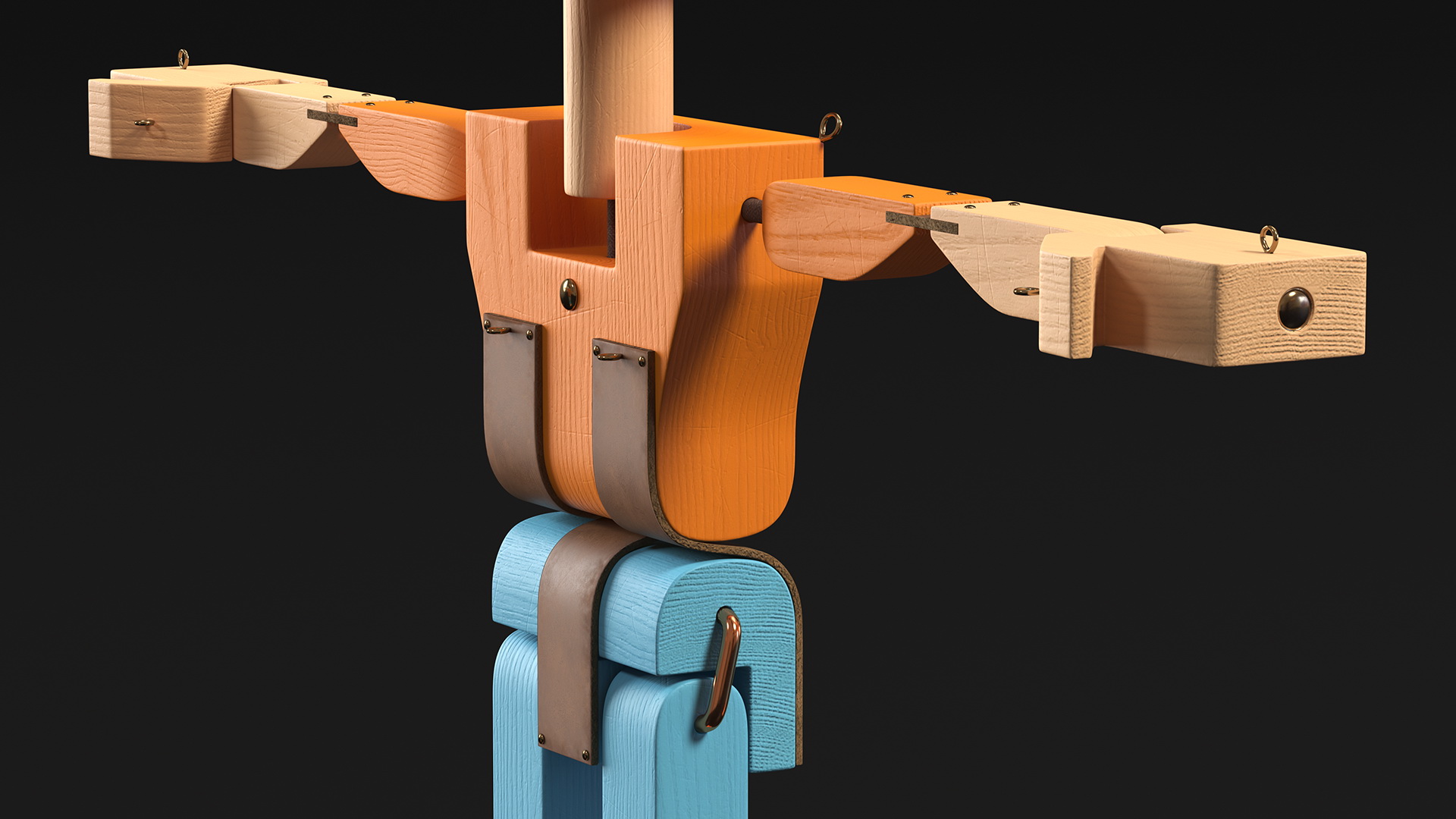 3D T-Pose Colored Wooden Character