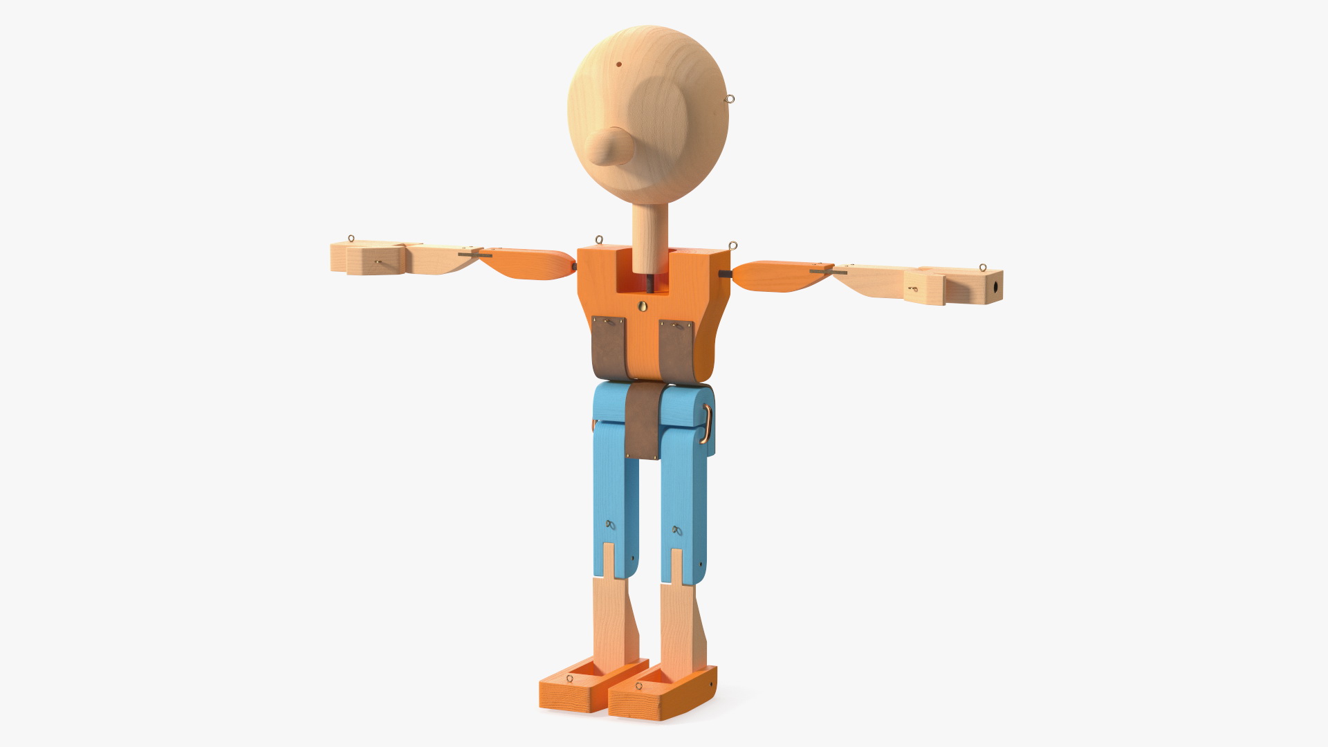 3D T-Pose Colored Wooden Character