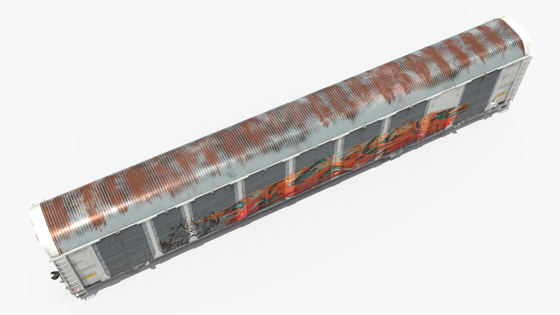 Generic Old Auto Rack Freight Car White 3D model