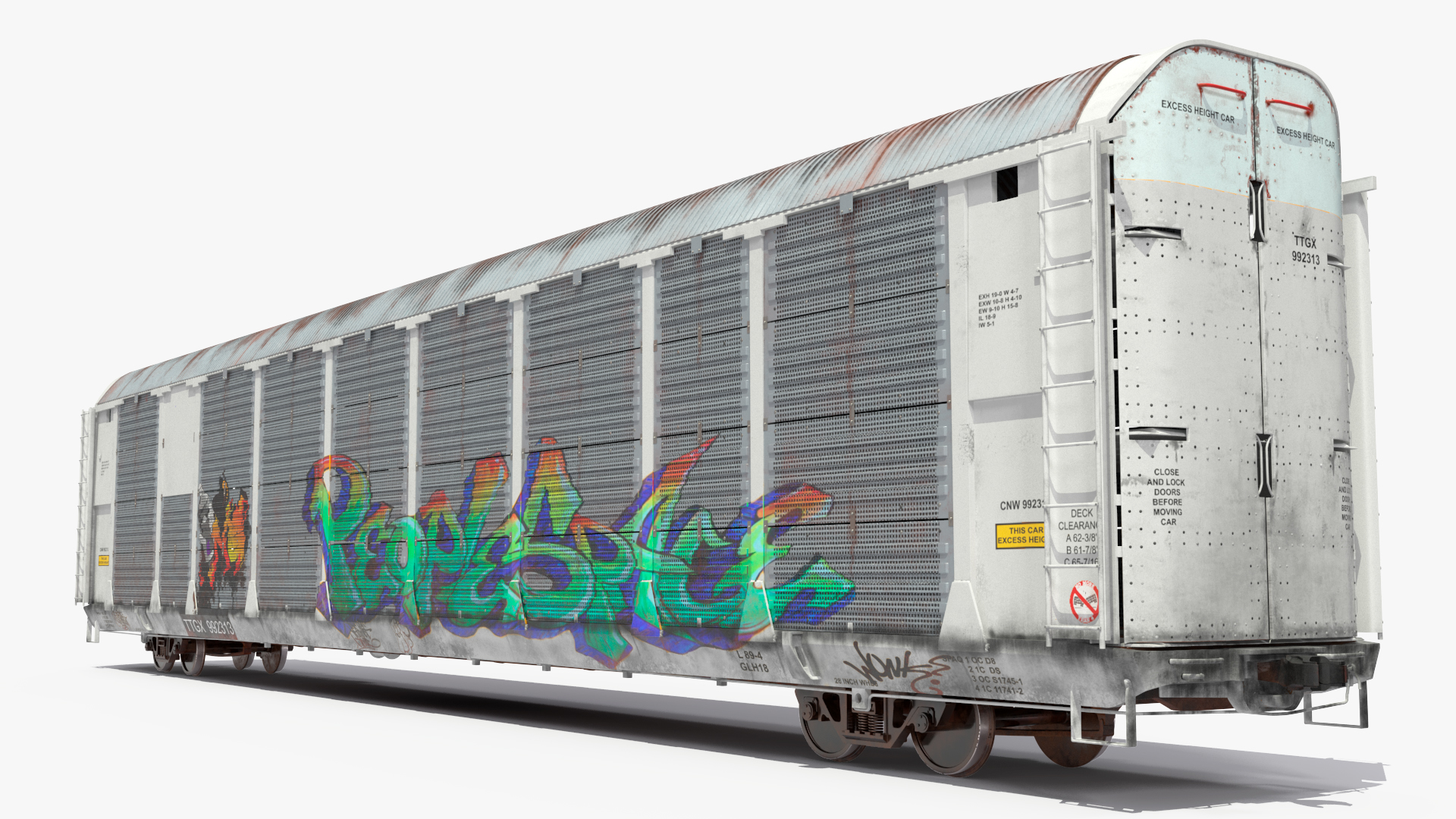 Generic Old Auto Rack Freight Car White 3D model