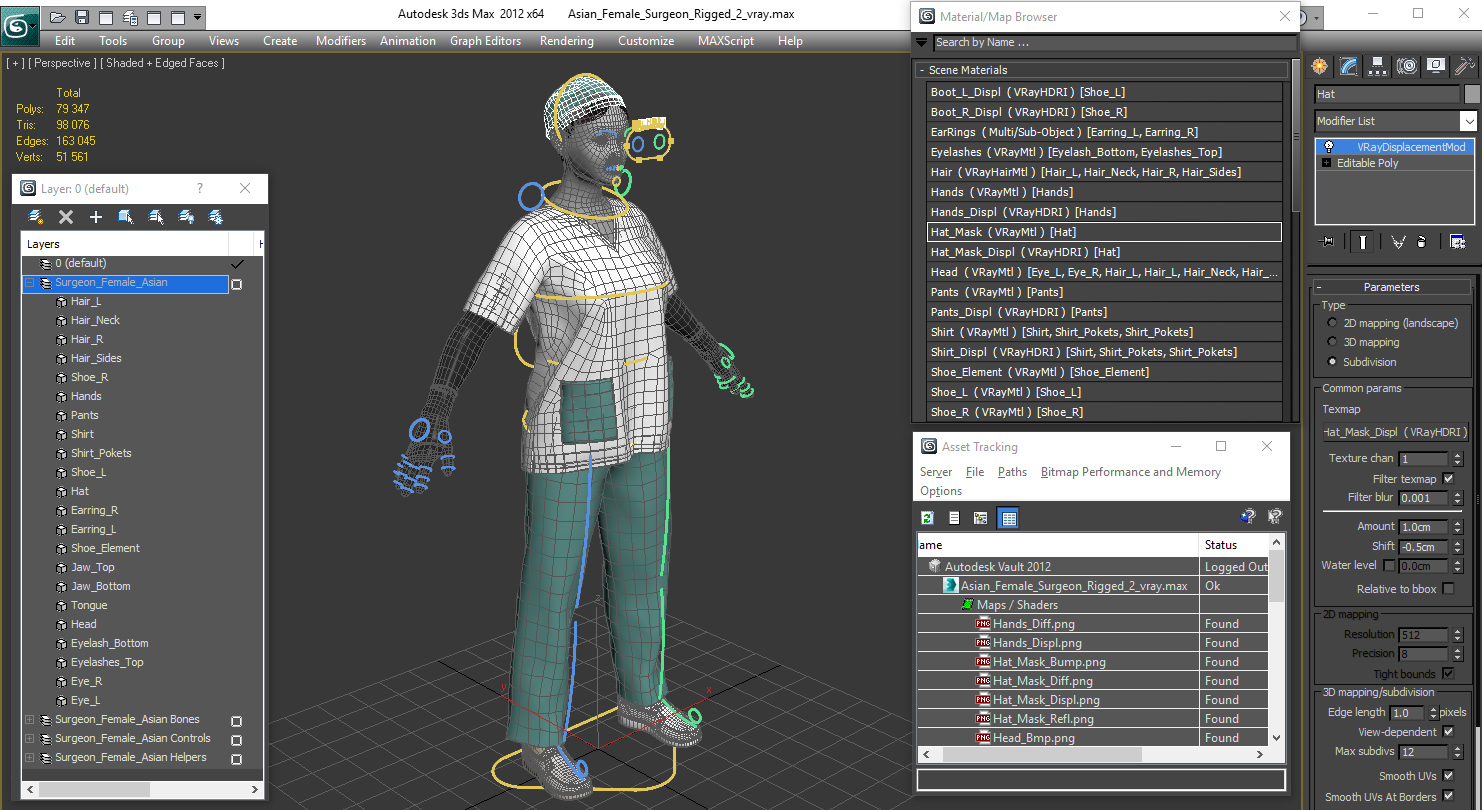 Asian Female Surgeon Rigged 2 3D model
