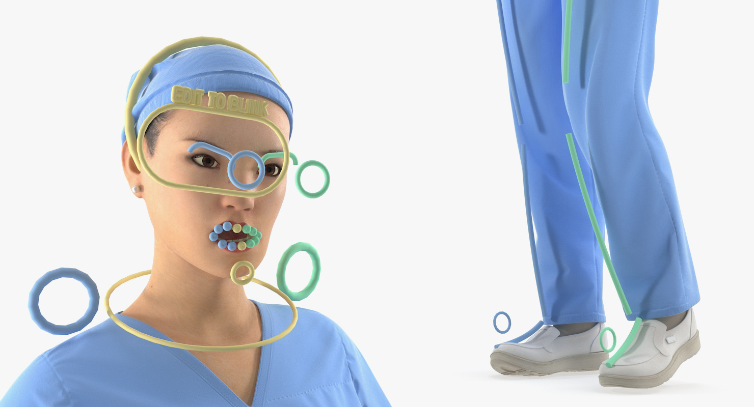 Asian Female Surgeon Rigged 2 3D model