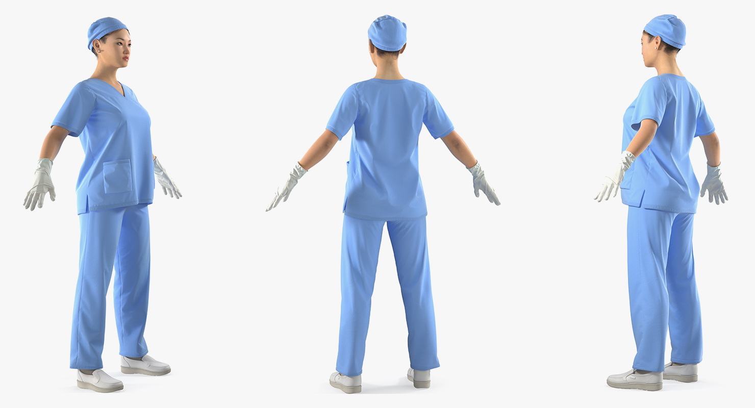 Asian Female Surgeon Rigged 2 3D model
