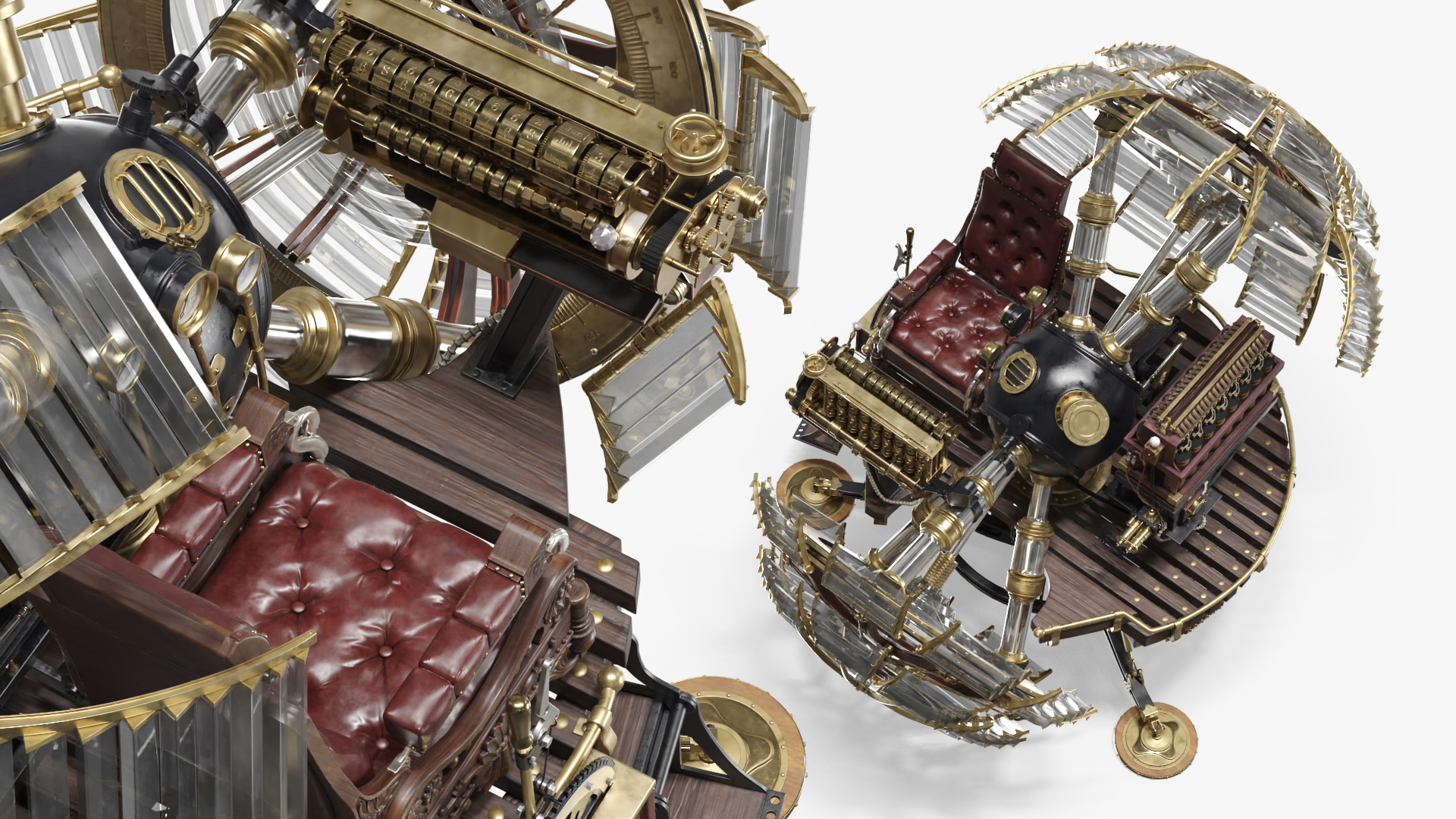 Steampunk Time Travel Machine with Leather Seat - view 5