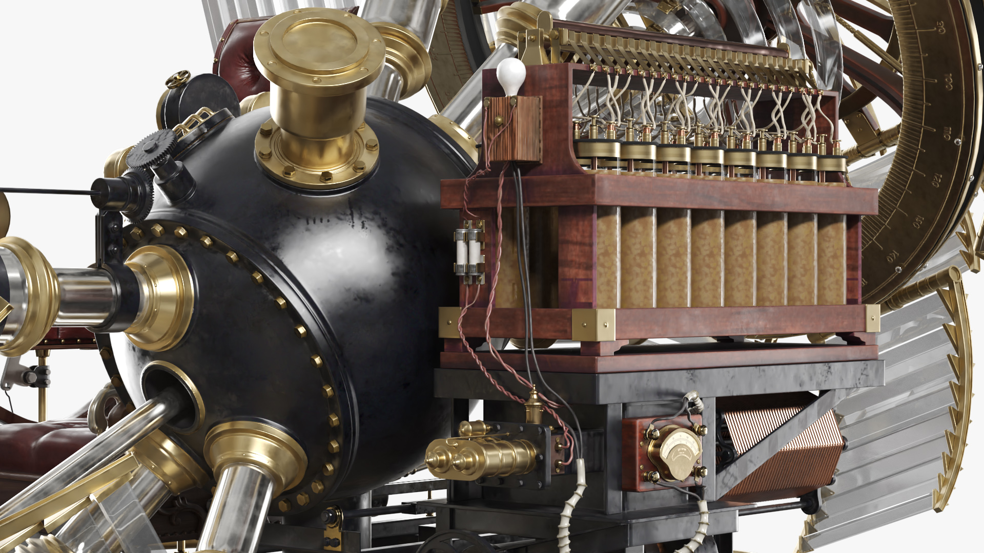 Steampunk Time Travel Machine with Leather Seat - view 7
