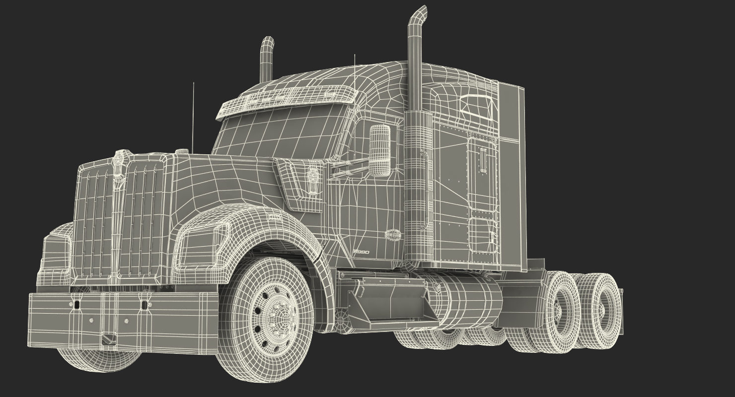 Kenworth W990 Simple Interior 3D model