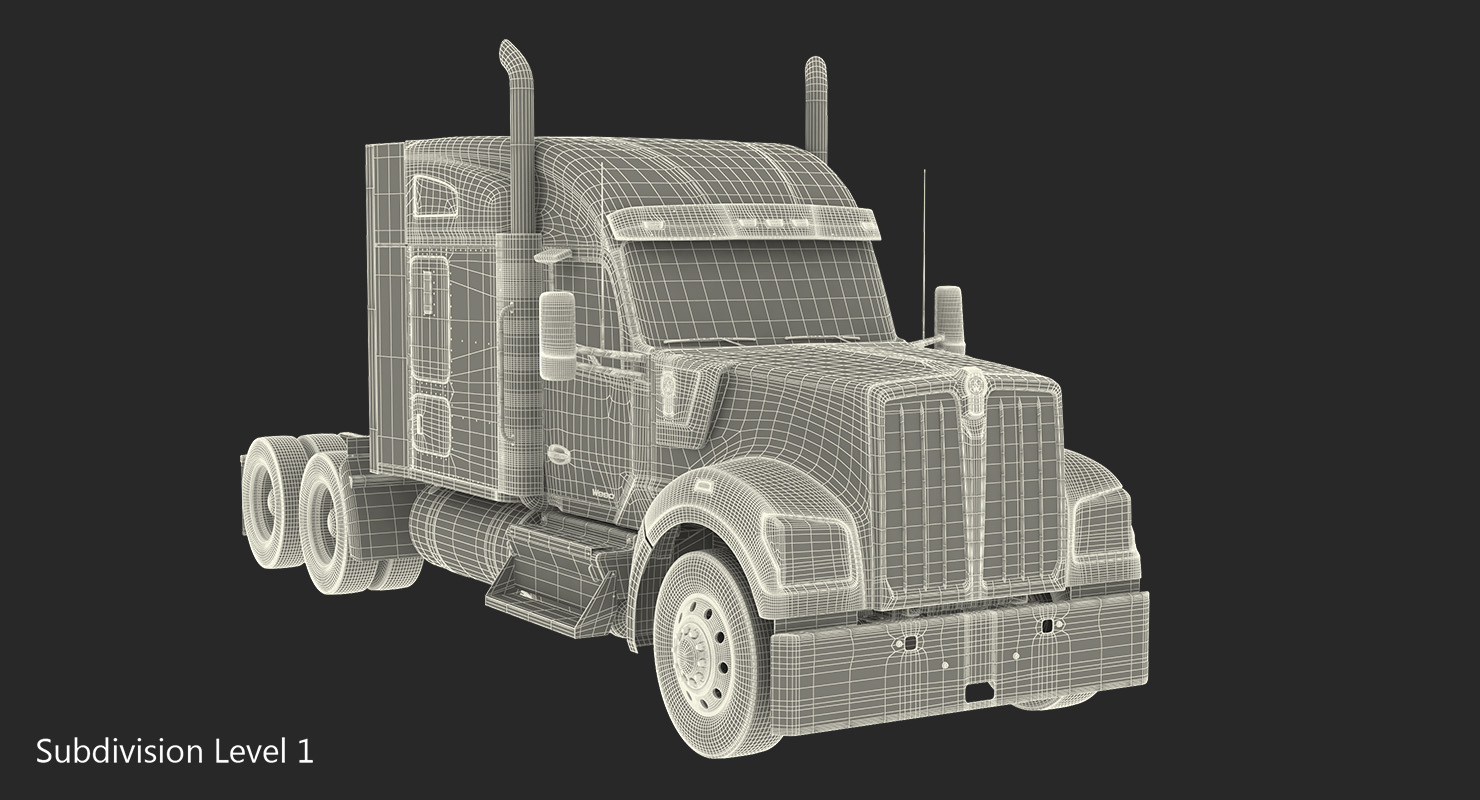 Kenworth W990 Simple Interior 3D model