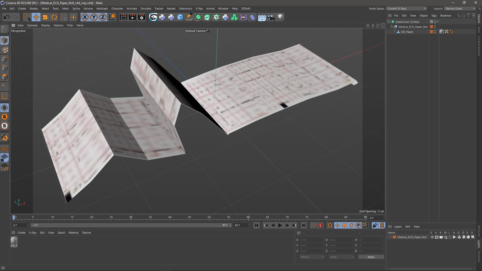 Medical ECG Paper Roll 3D