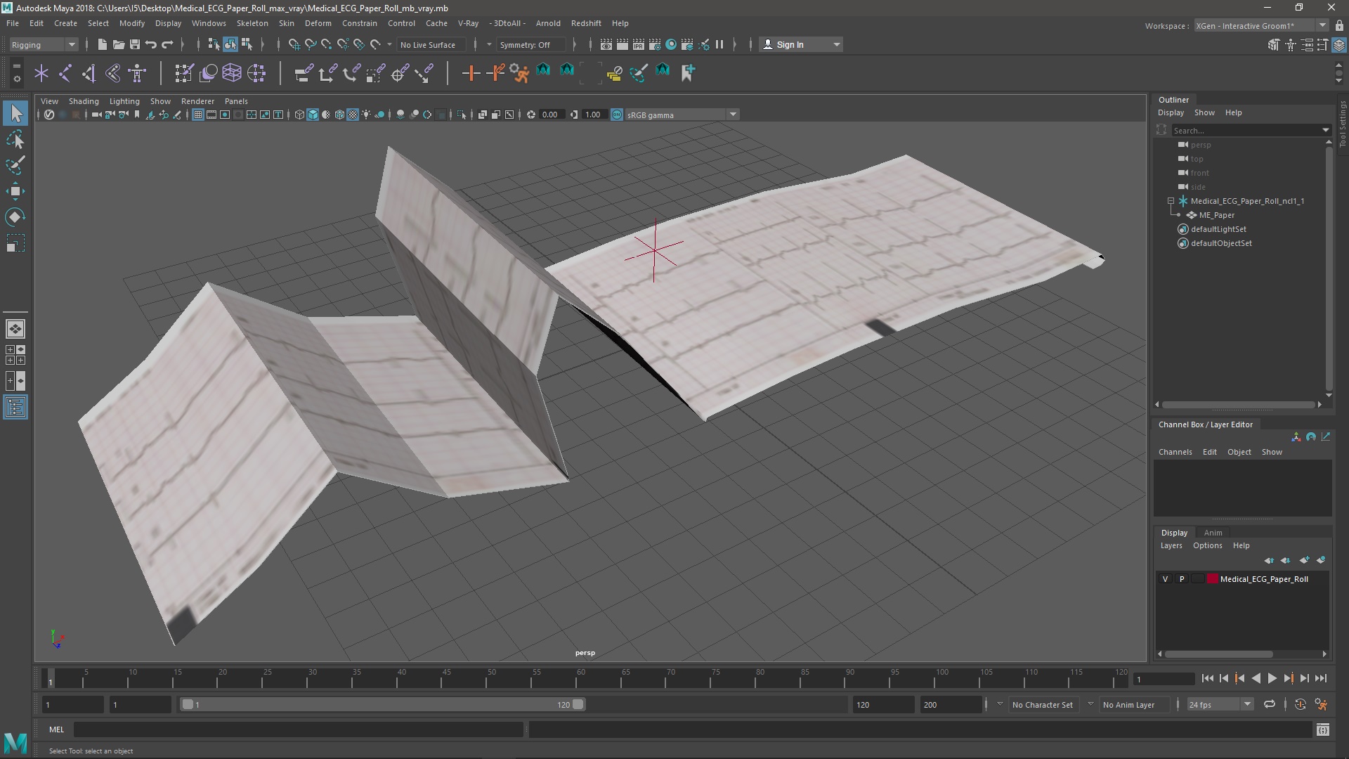 Medical ECG Paper Roll 3D