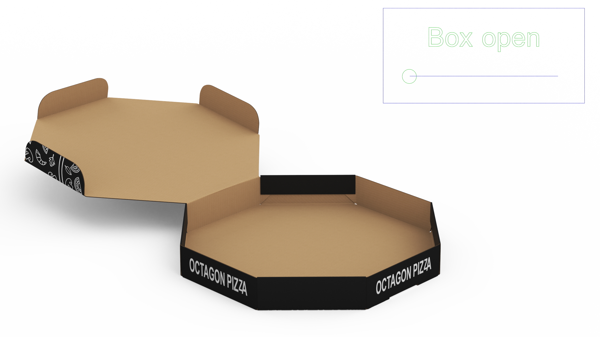 3D Pizza Packaging Octagonal Black Rigged model