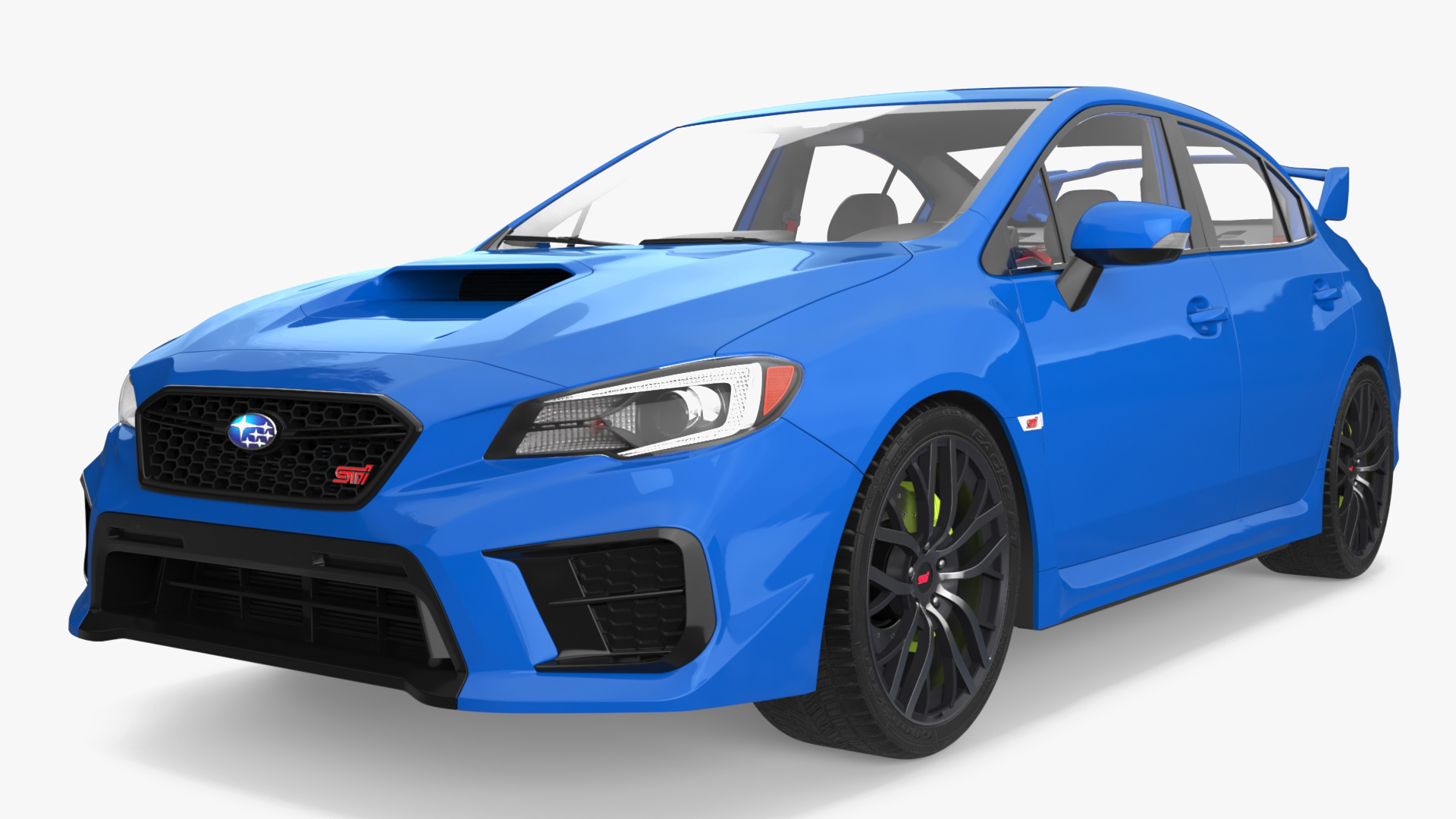 3D Subaru WRX STI 2021 Sedan Blue Simplified