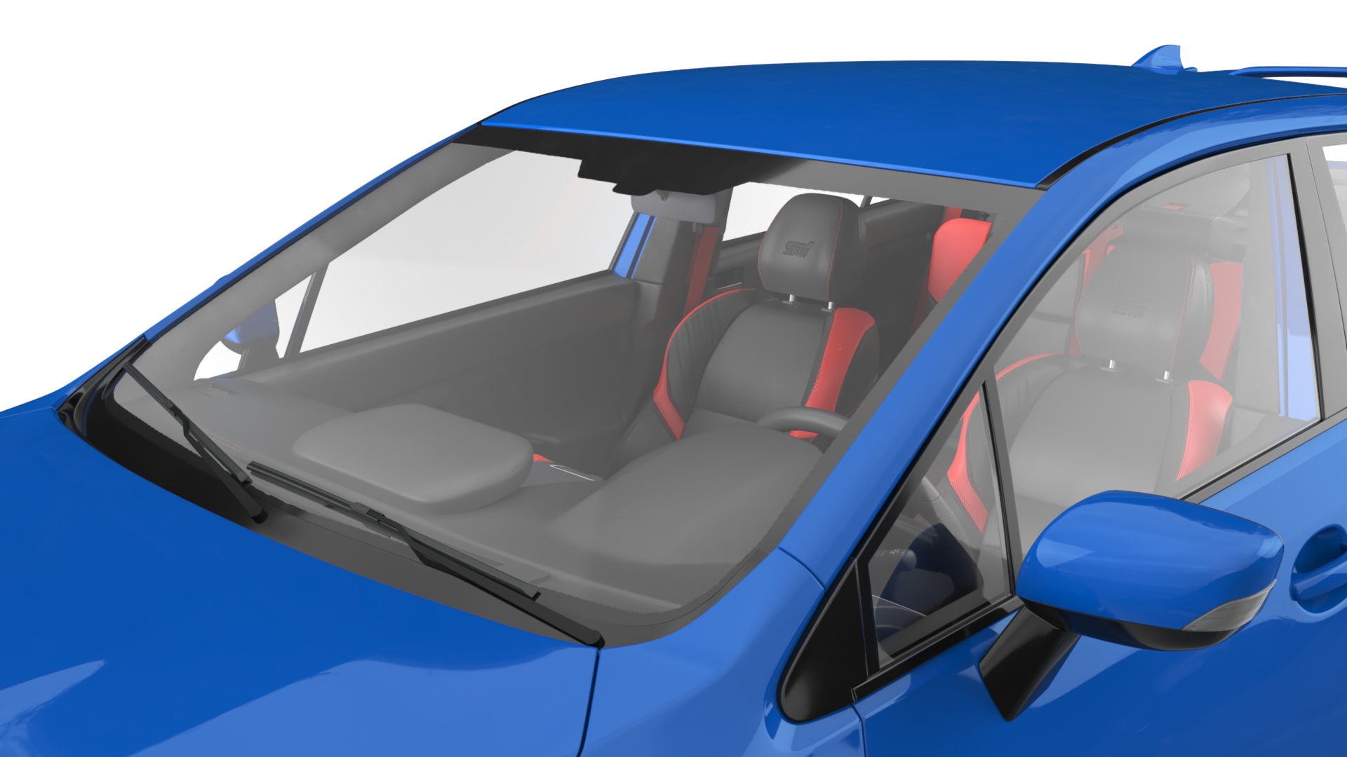 3D Subaru WRX STI 2021 Sedan Blue Simplified