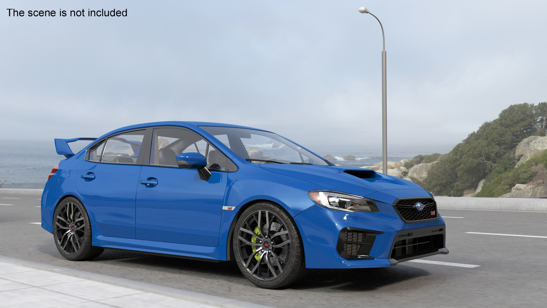 3D Subaru WRX STI 2021 Sedan Blue Simplified