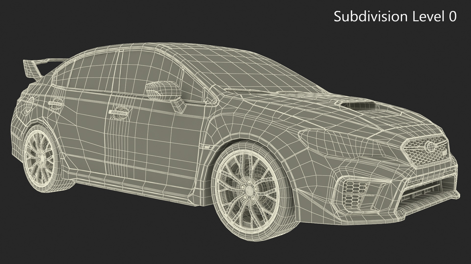 3D Subaru WRX STI 2021 Sedan Blue Simplified