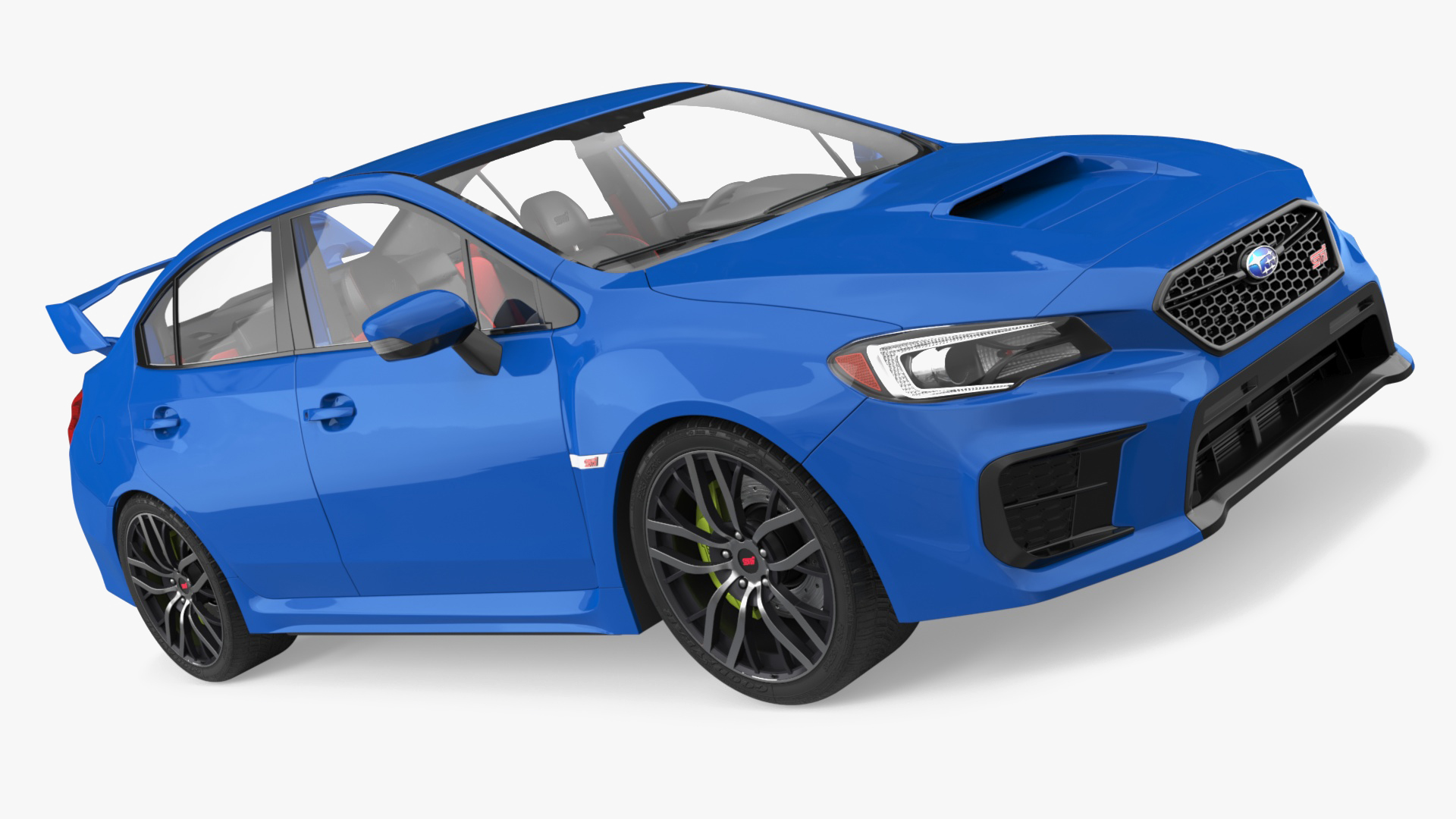 3D Subaru WRX STI 2021 Sedan Blue Simplified