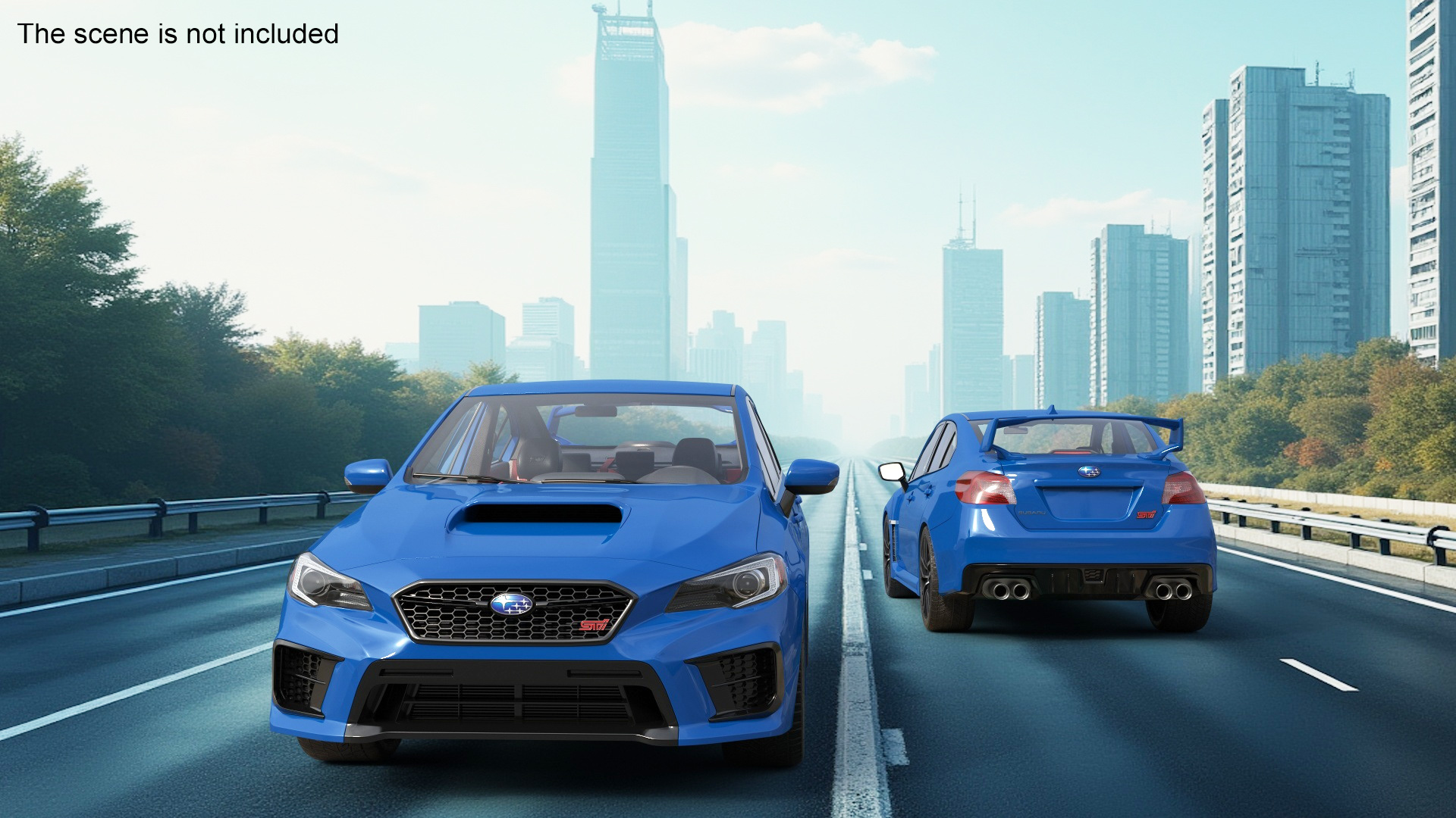 3D Subaru WRX STI 2021 Sedan Blue Simplified