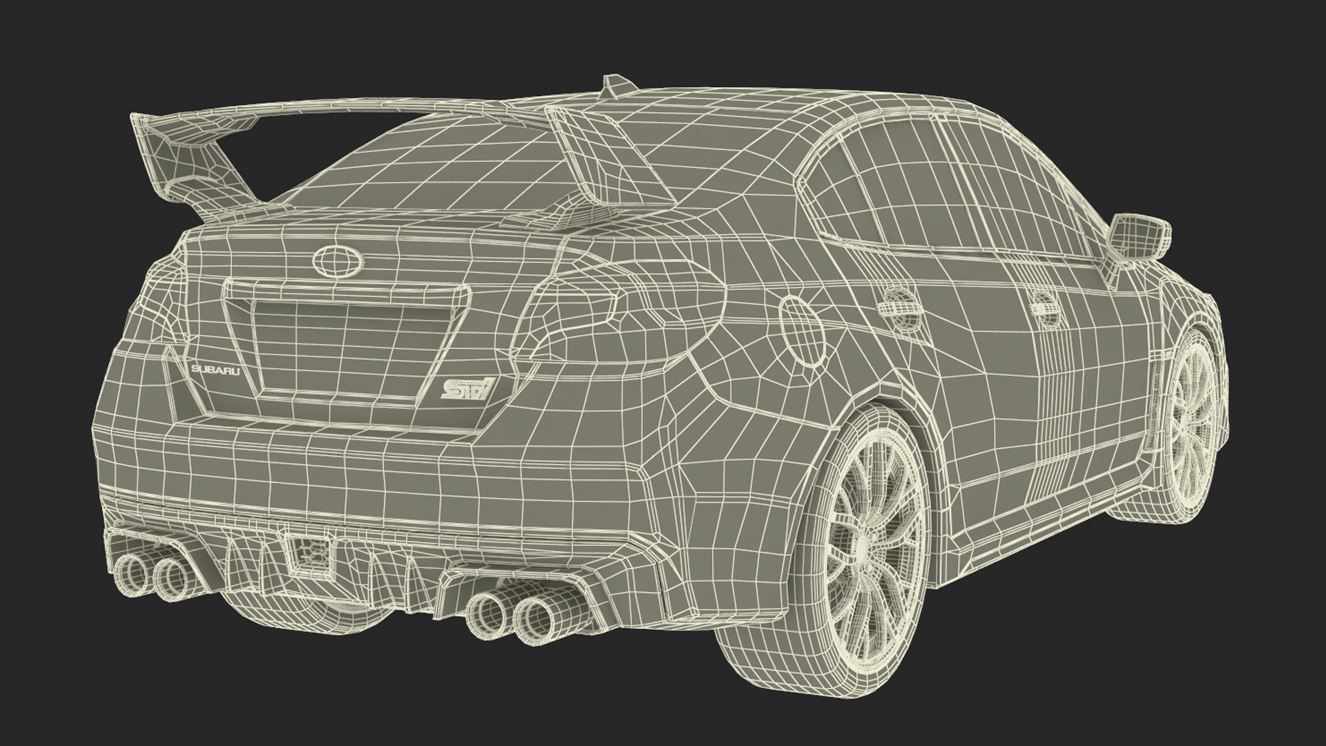 3D Subaru WRX STI 2021 Sedan Blue Simplified