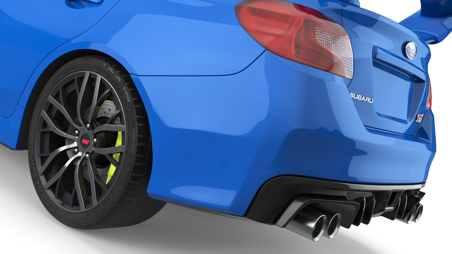 3D Subaru WRX STI 2021 Sedan Blue Simplified