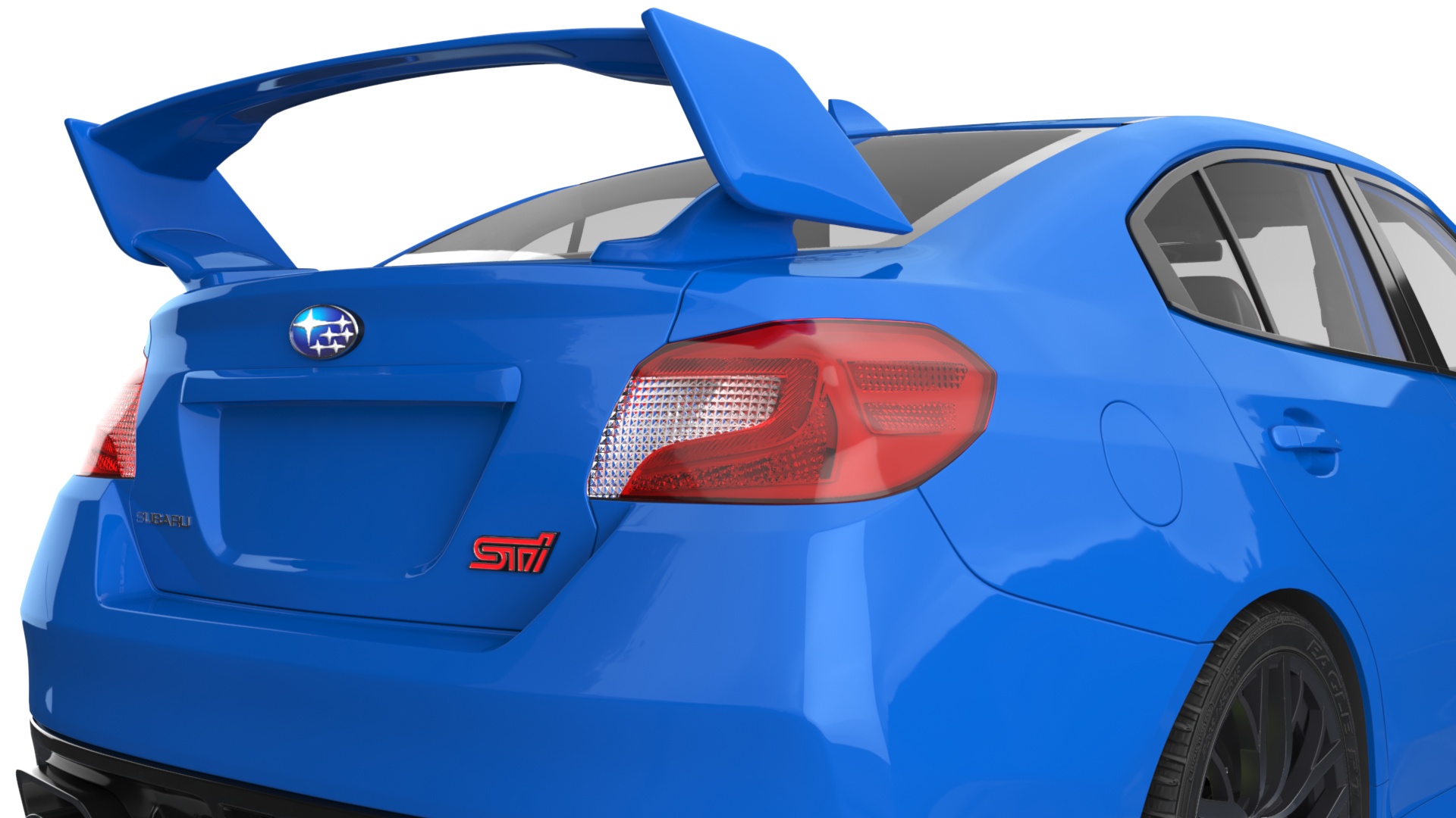 3D Subaru WRX STI 2021 Sedan Blue Simplified