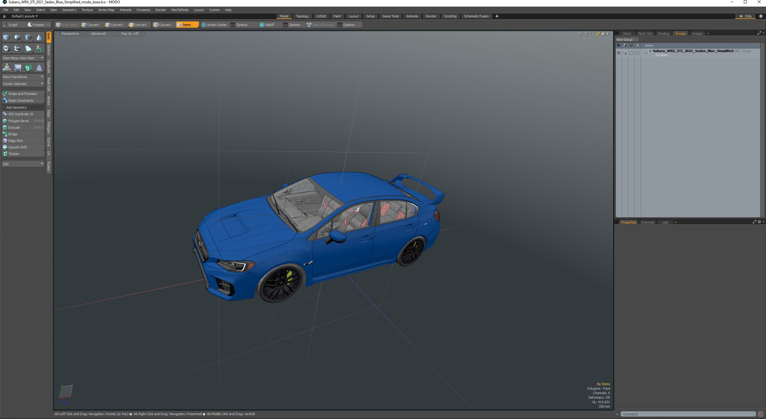 3D Subaru WRX STI 2021 Sedan Blue Simplified