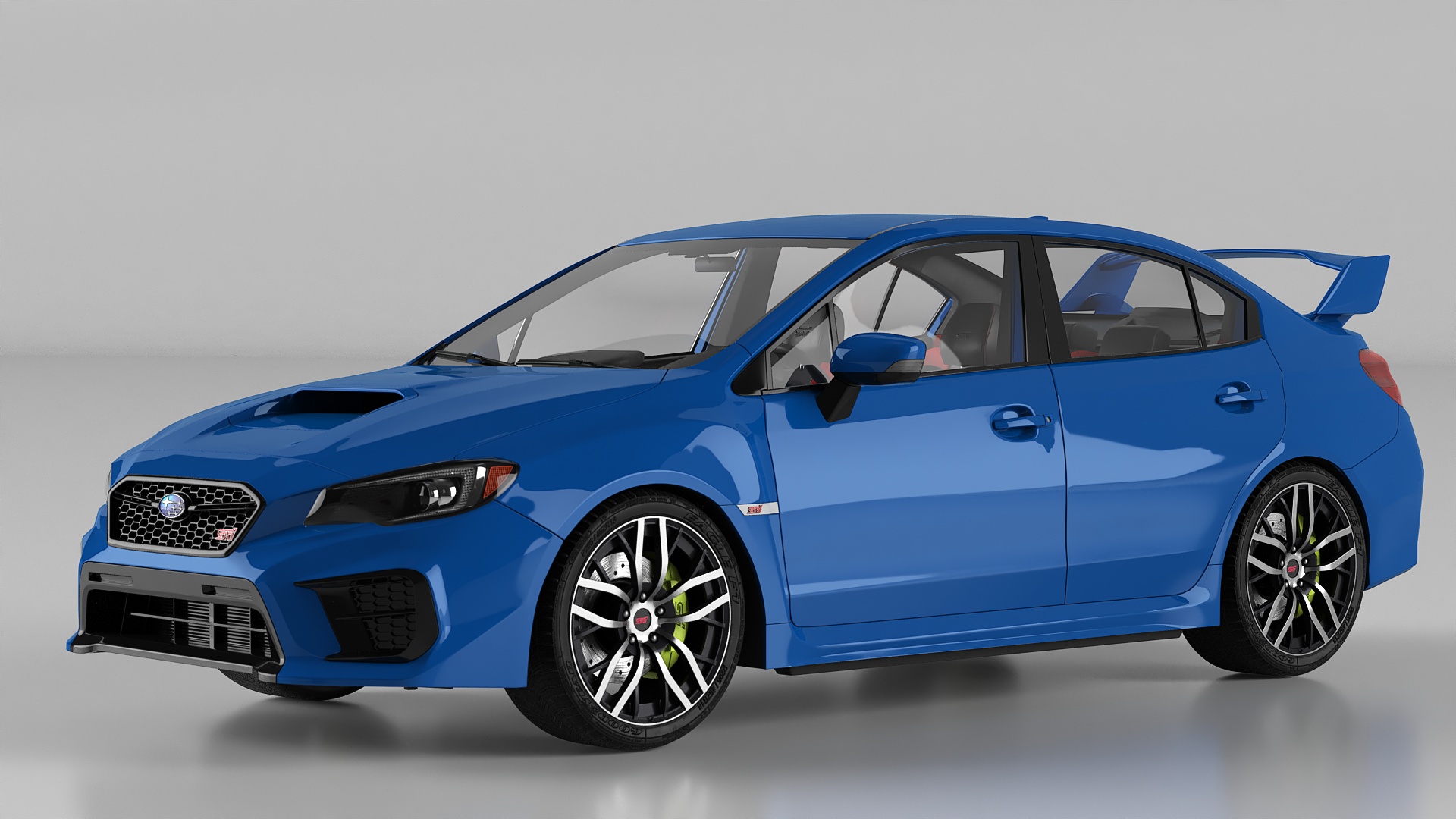 3D Subaru WRX STI 2021 Sedan Blue Simplified