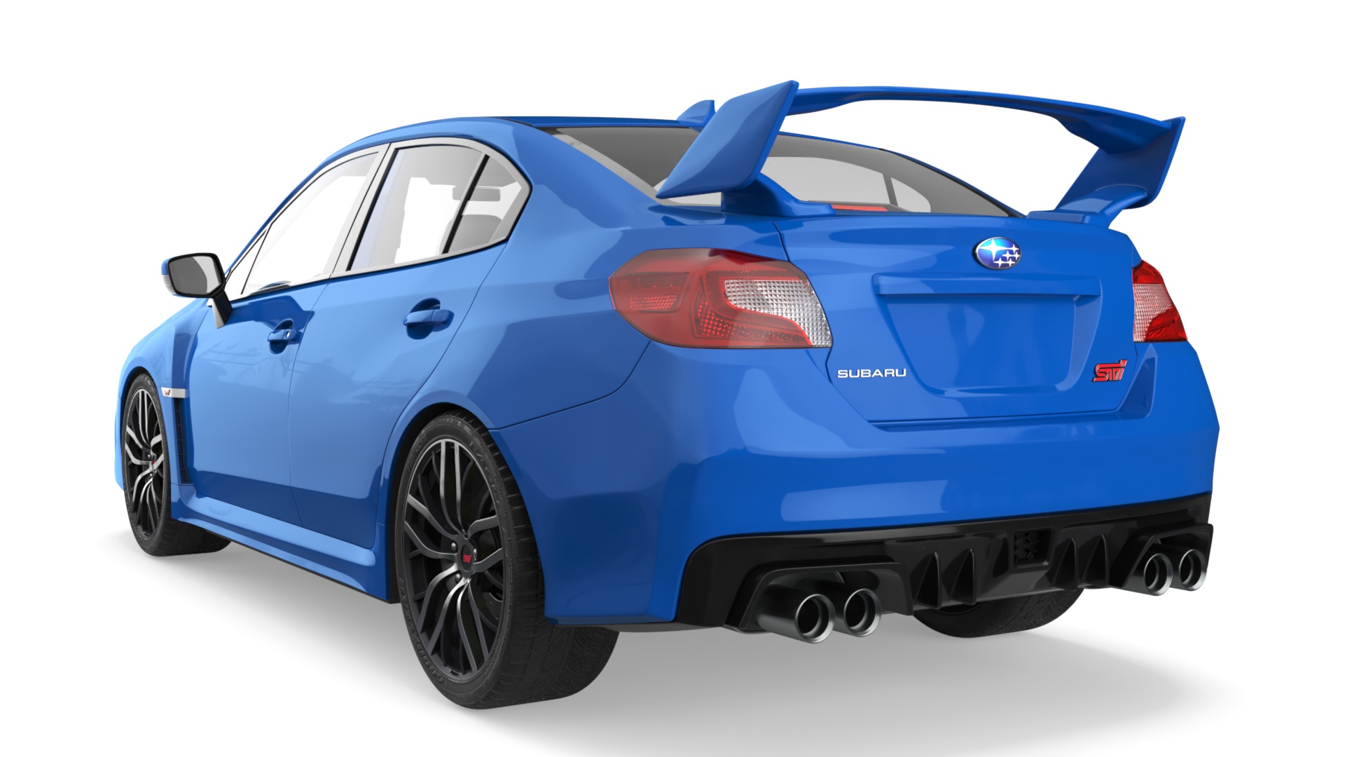 3D Subaru WRX STI 2021 Sedan Blue Simplified