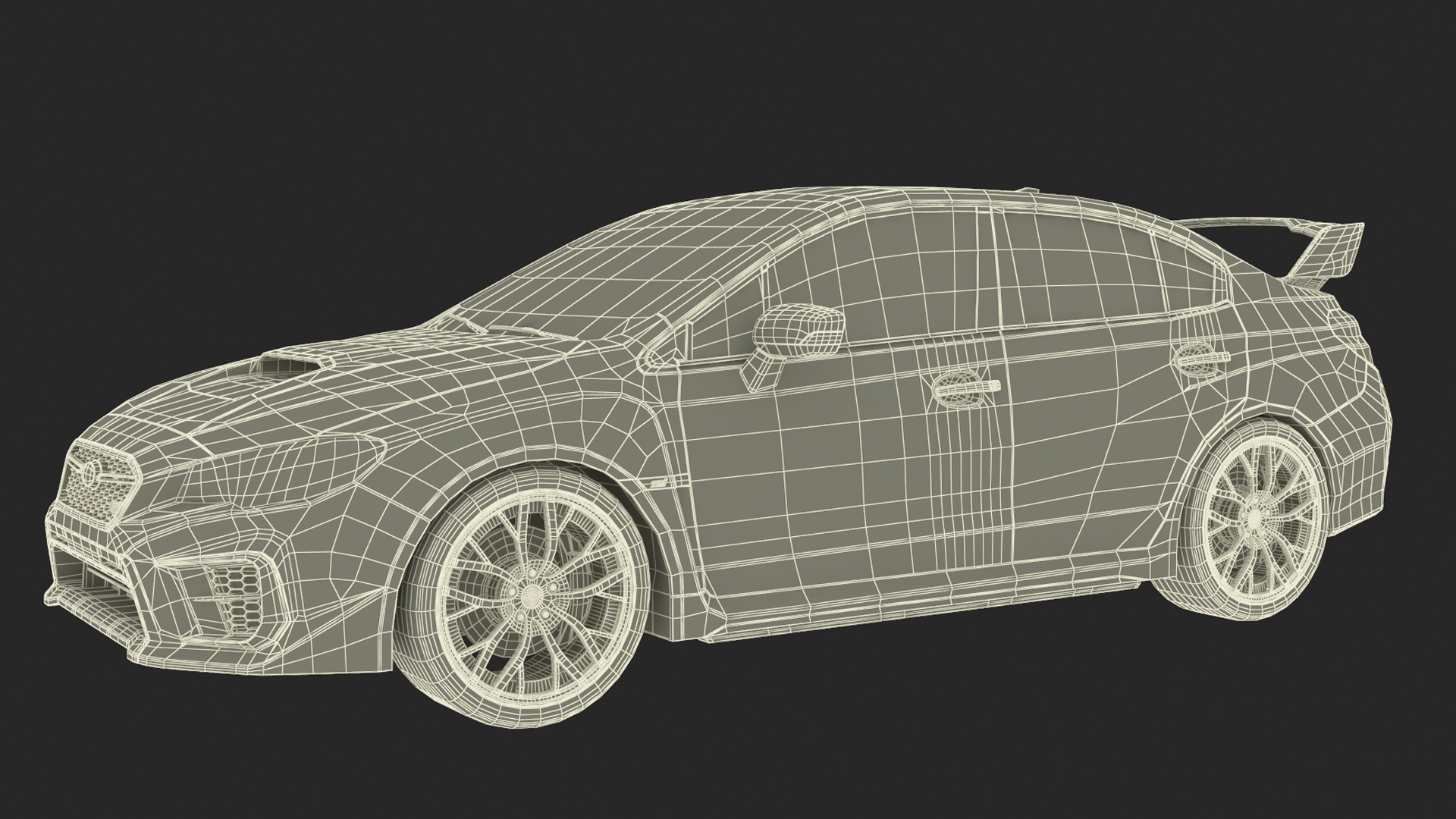 3D Subaru WRX STI 2021 Sedan Blue Simplified