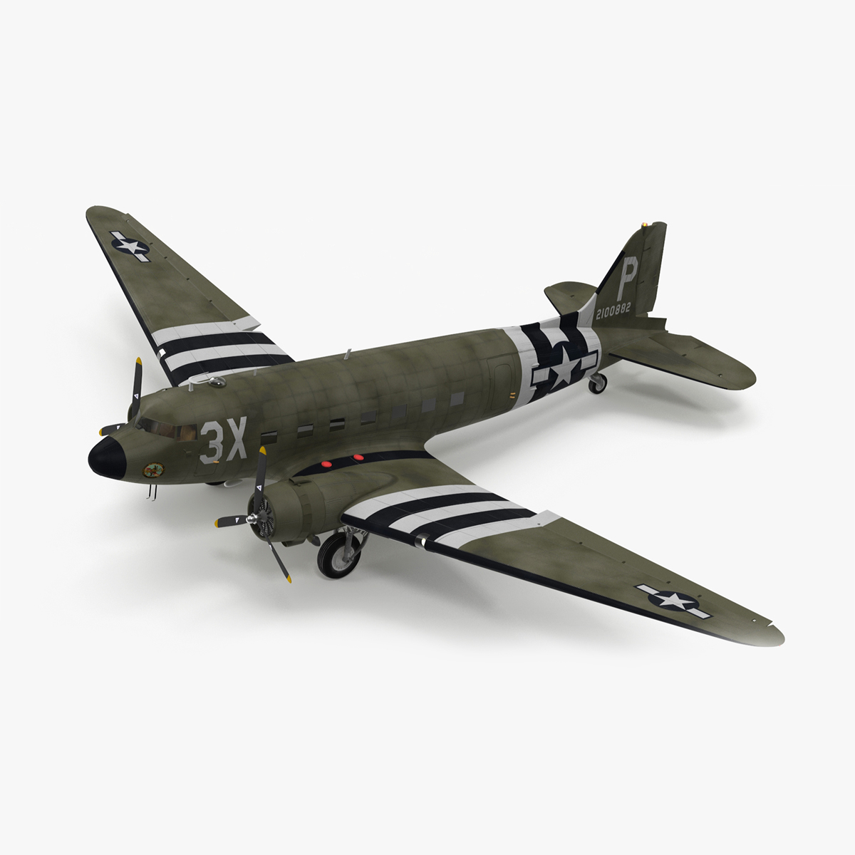 WWII Douglas C-47 Skytrain Rigged for Cinema 4D 3D