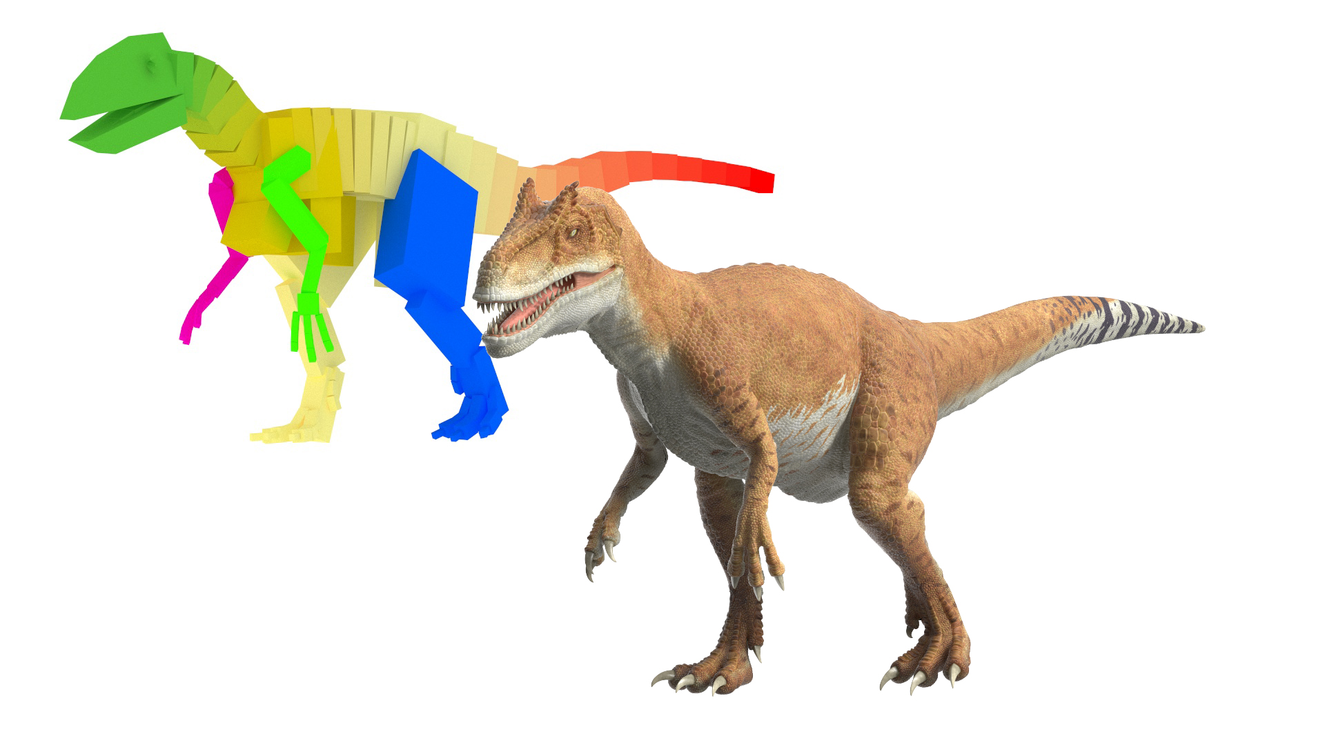 Allosaurus Yellow Coloring Rigged for Cinema 4D 3D