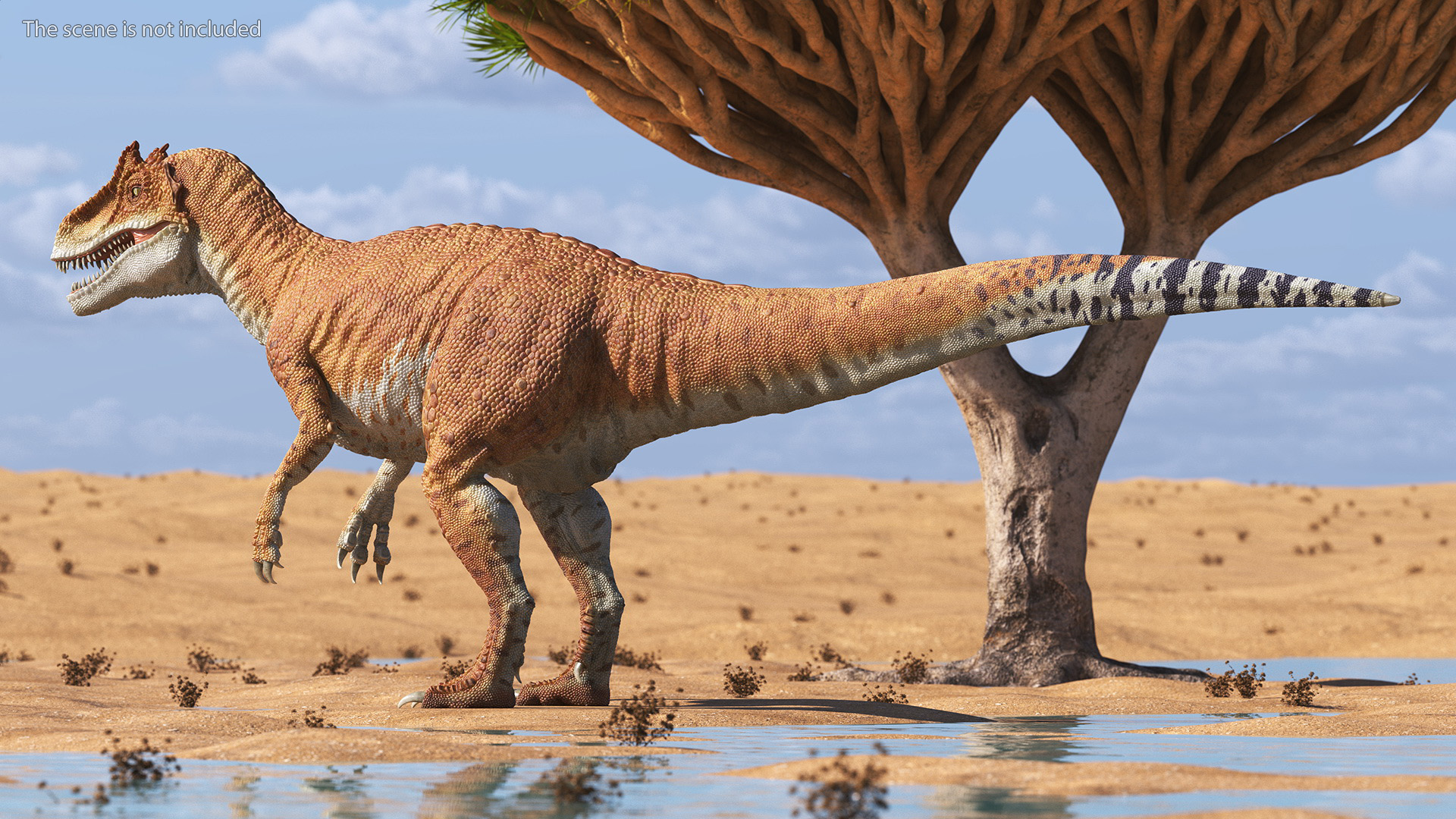 Allosaurus Yellow Coloring Rigged for Cinema 4D 3D