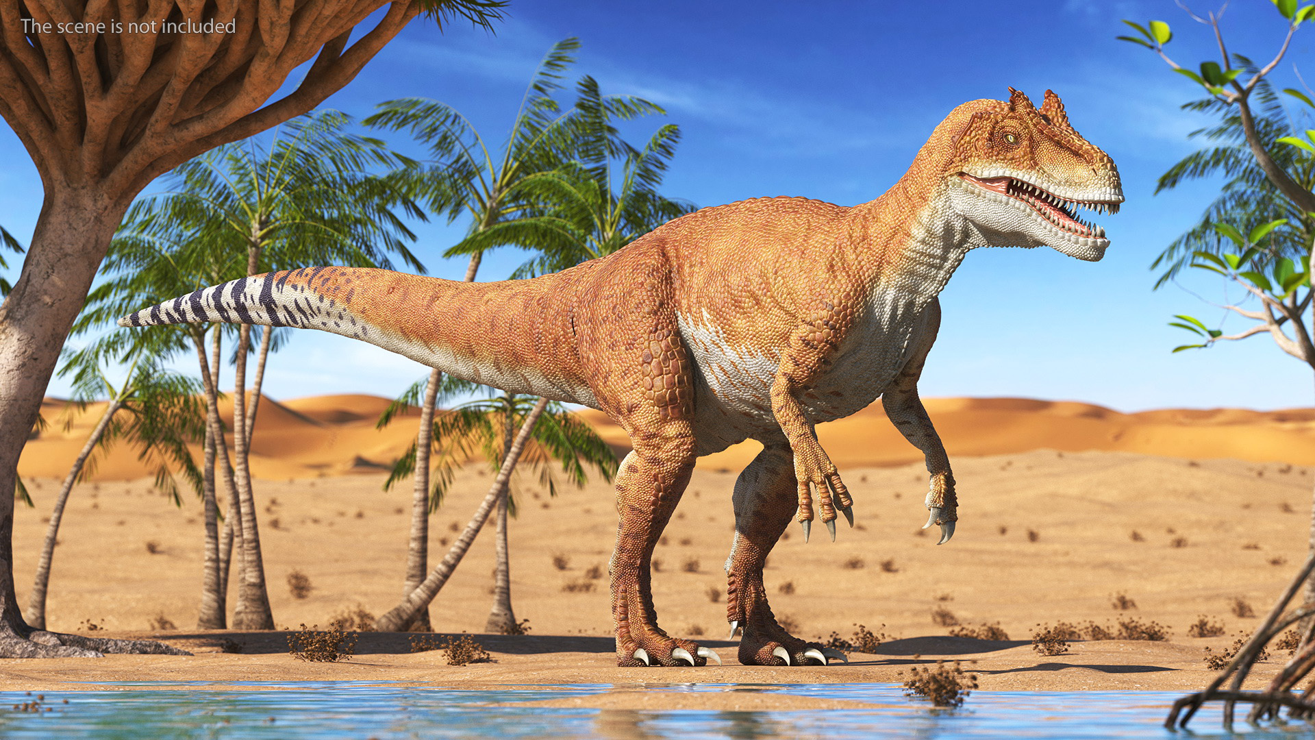 Allosaurus Yellow Coloring Rigged for Cinema 4D 3D