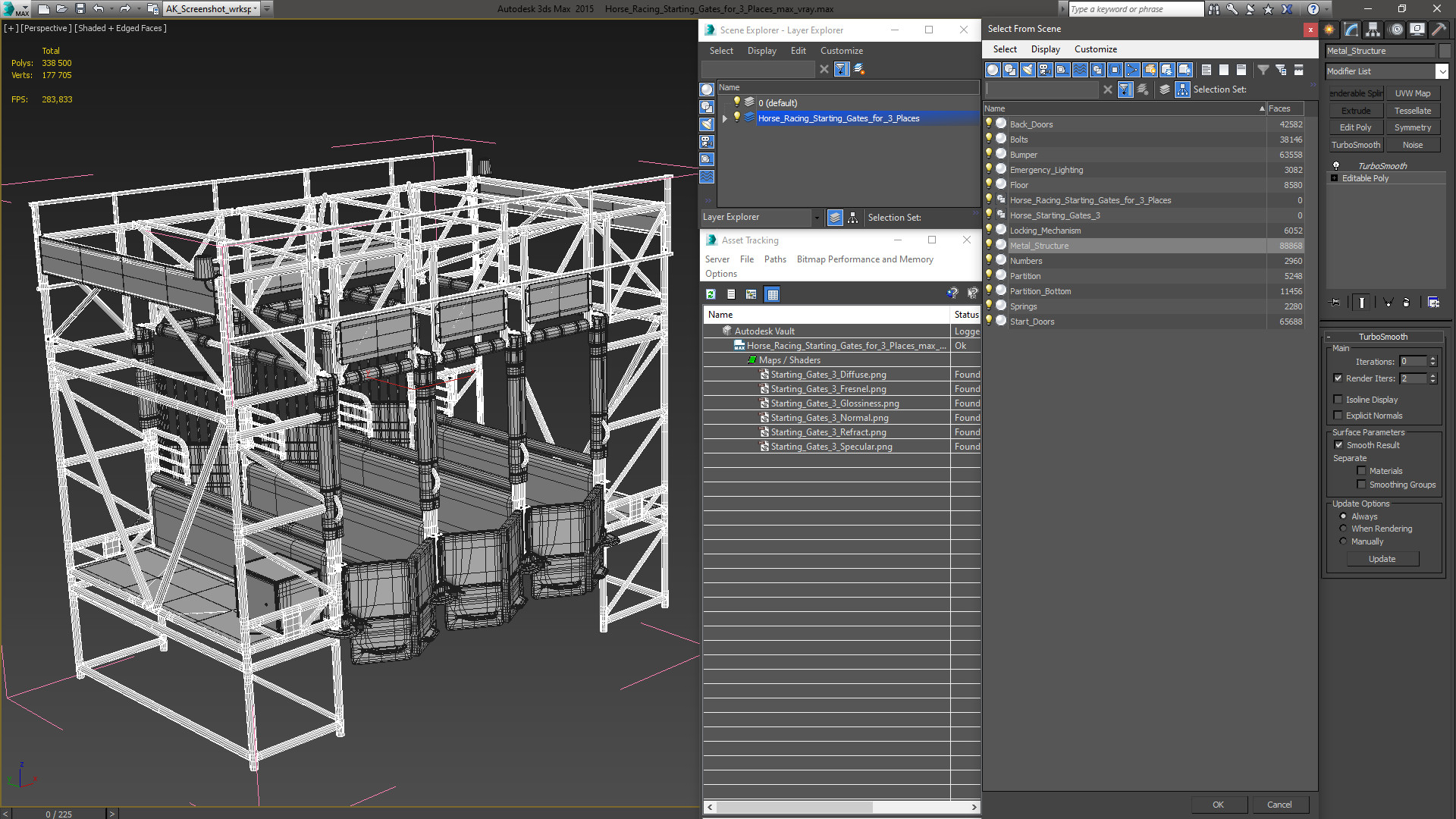 3D model Horse Racing Starting Gates for 3 Places