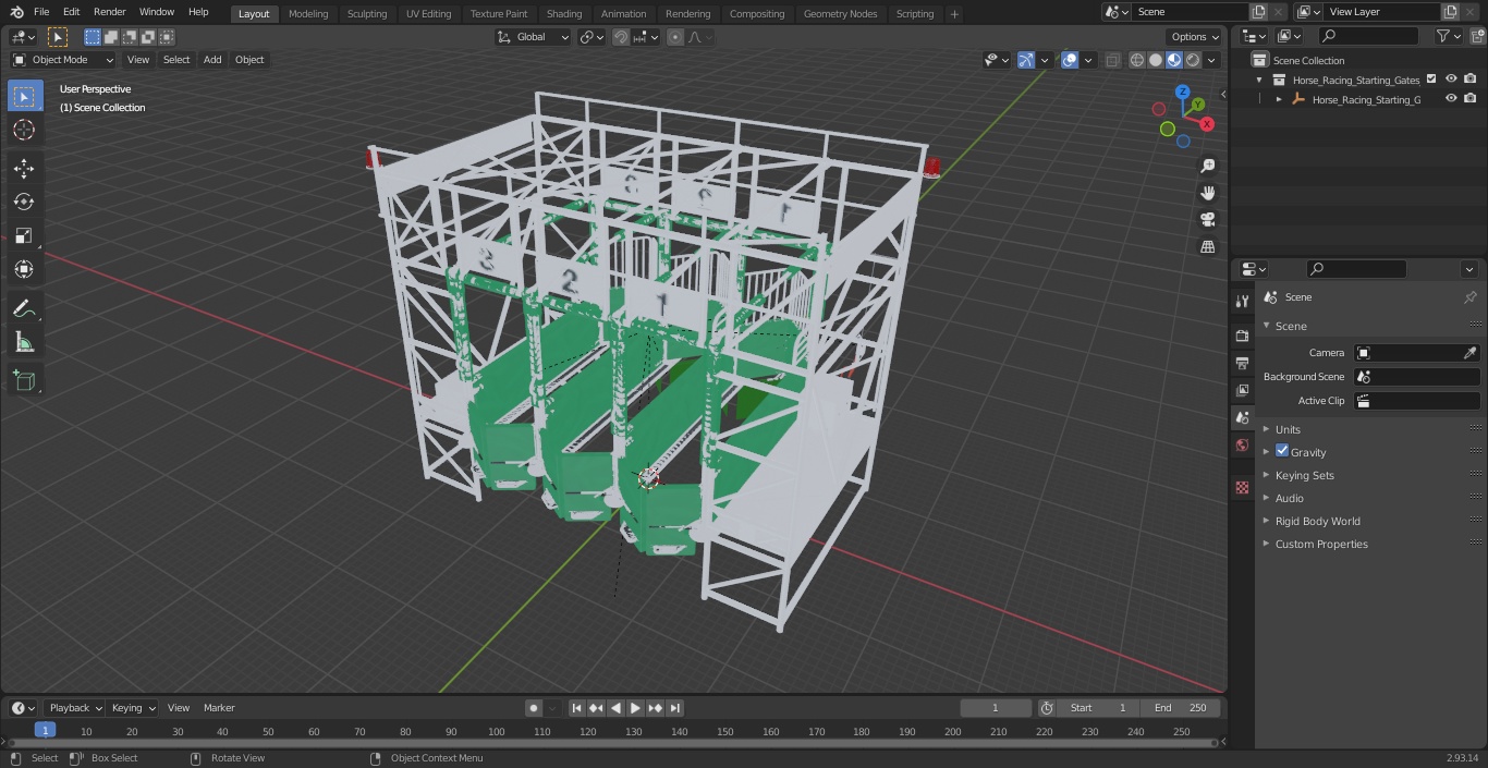 3D model Horse Racing Starting Gates for 3 Places
