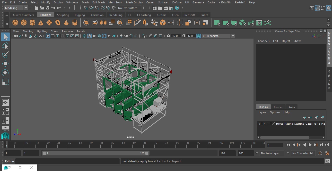 3D model Horse Racing Starting Gates for 3 Places