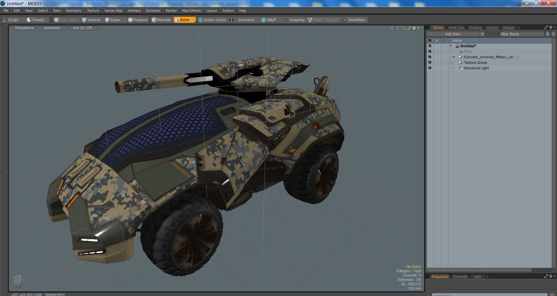 3D Futuristic Armored Military Car